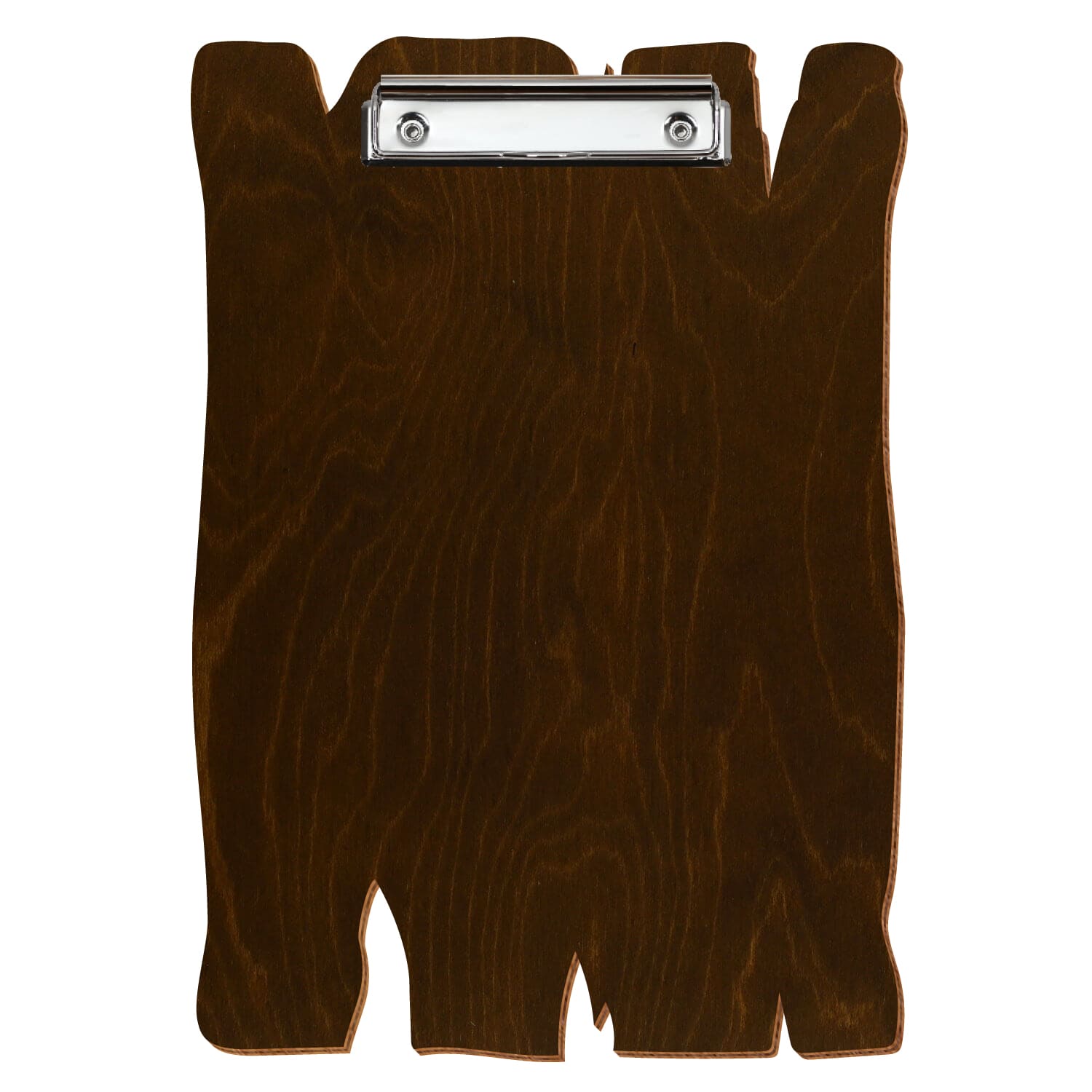 Klemmbrett Holzbrettform Eiche dunkel A4 hochkant Bügelklemme silber