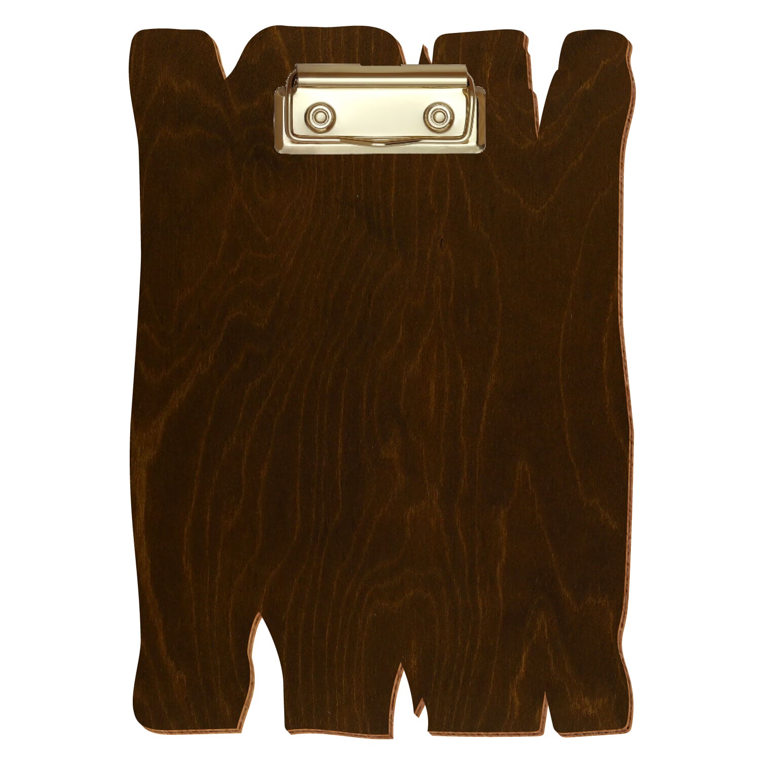 Klemmbrett Holzbrettform Eiche dunkel A5 hochkant Bügelklemme gold