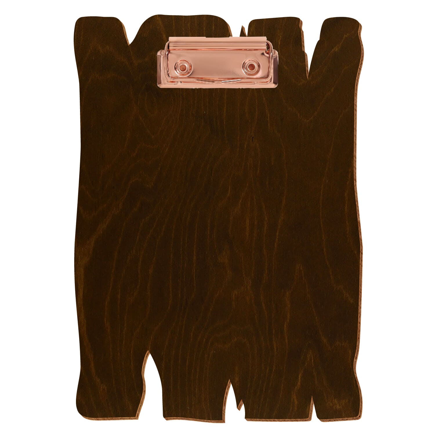 Klemmbrett Holzbrettform Eiche dunkel A5 hochkant Bügelklemme roségold