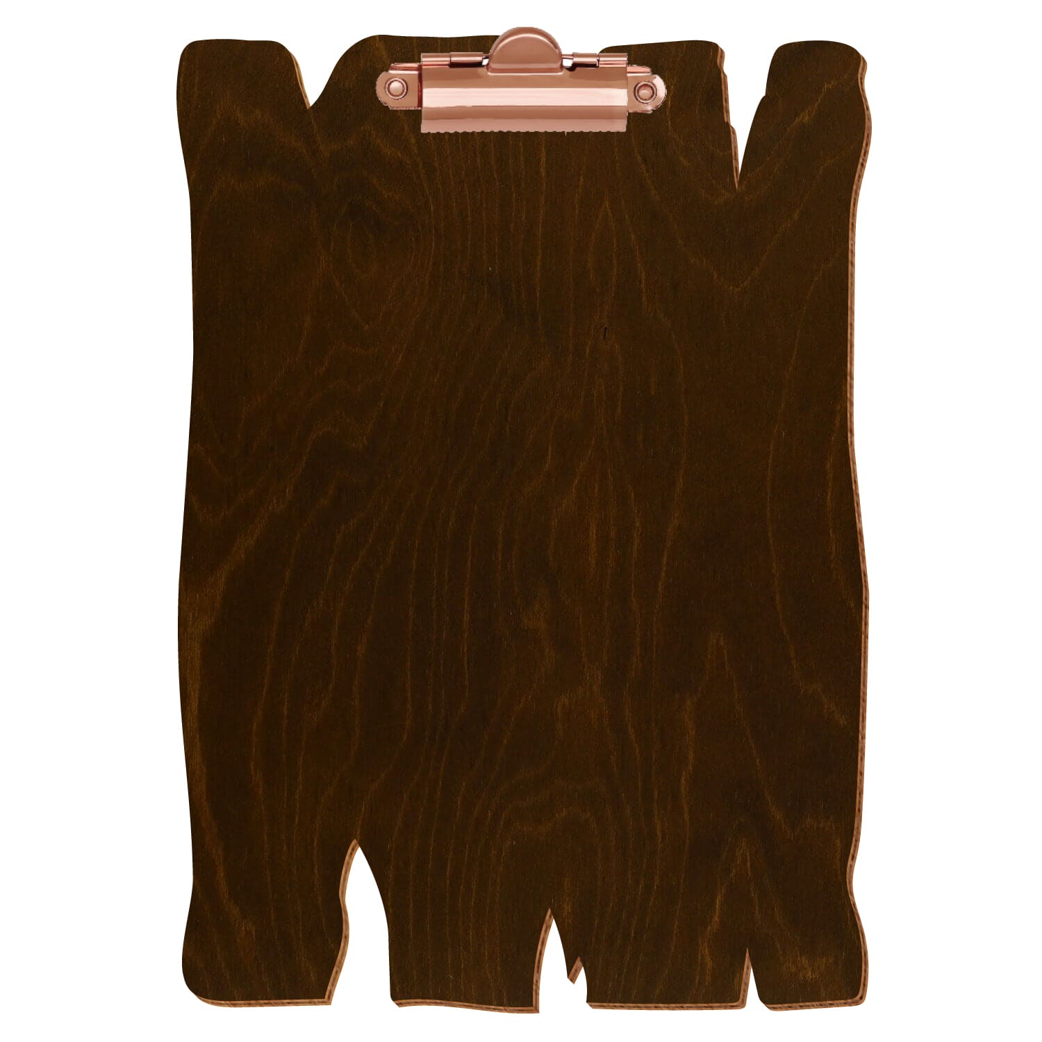 Klemmbrett Holzbrettform Eiche dunkel A5 hochkant Zahnklemme roségold