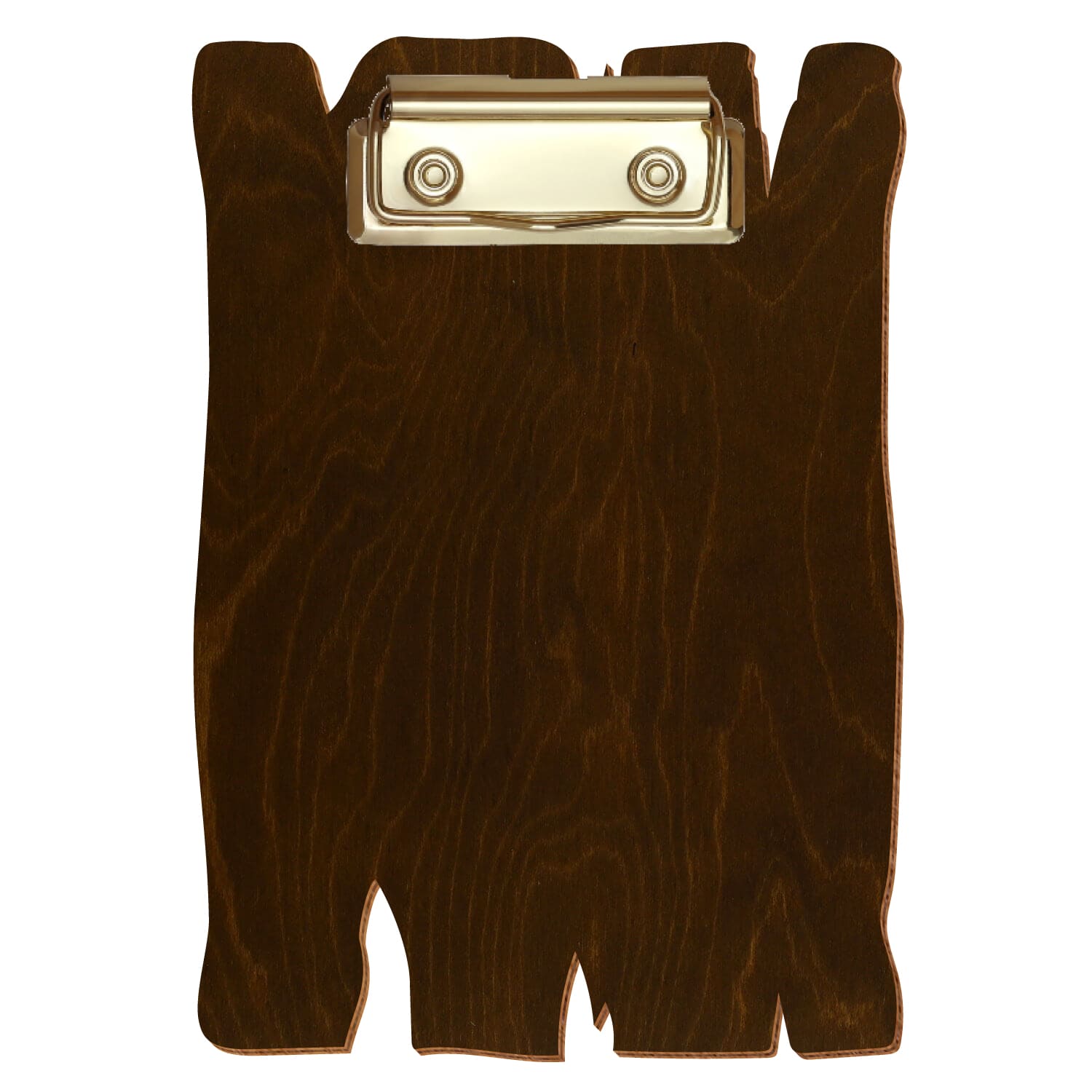 Klemmbrett Holzbrettform Eiche dunkel A6 hochkant Bügelklemme gold