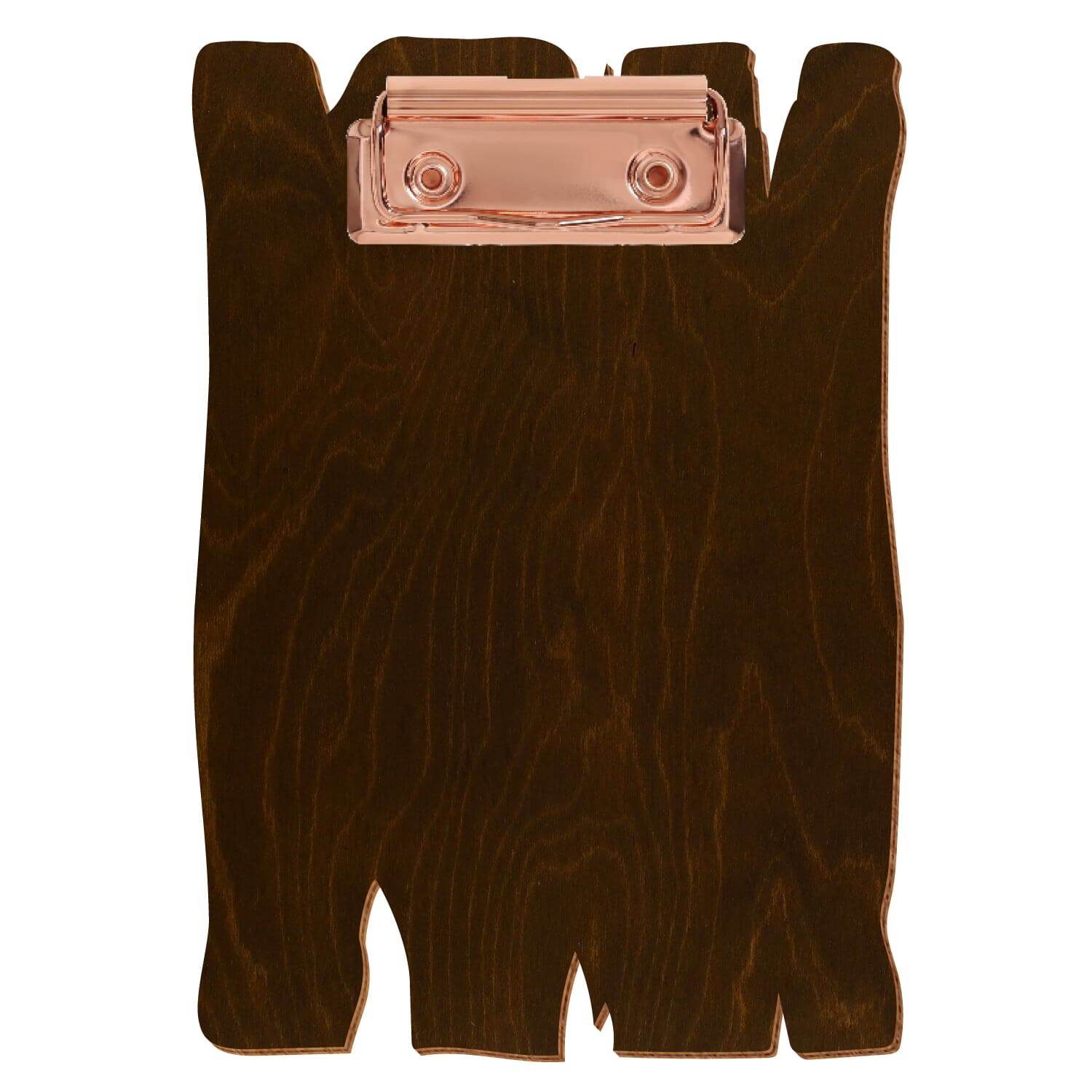 Klemmbrett Holzbrettform Eiche dunkel A6 hochkant Bügelklemme roségold