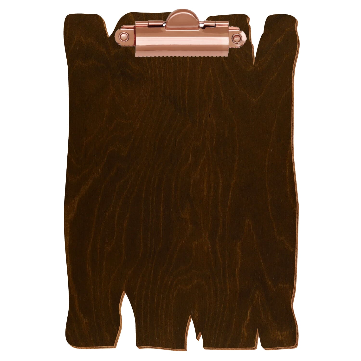 Klemmbrett Holzbrettform Eiche dunkel A6 hochkant Zahnklemme roségold