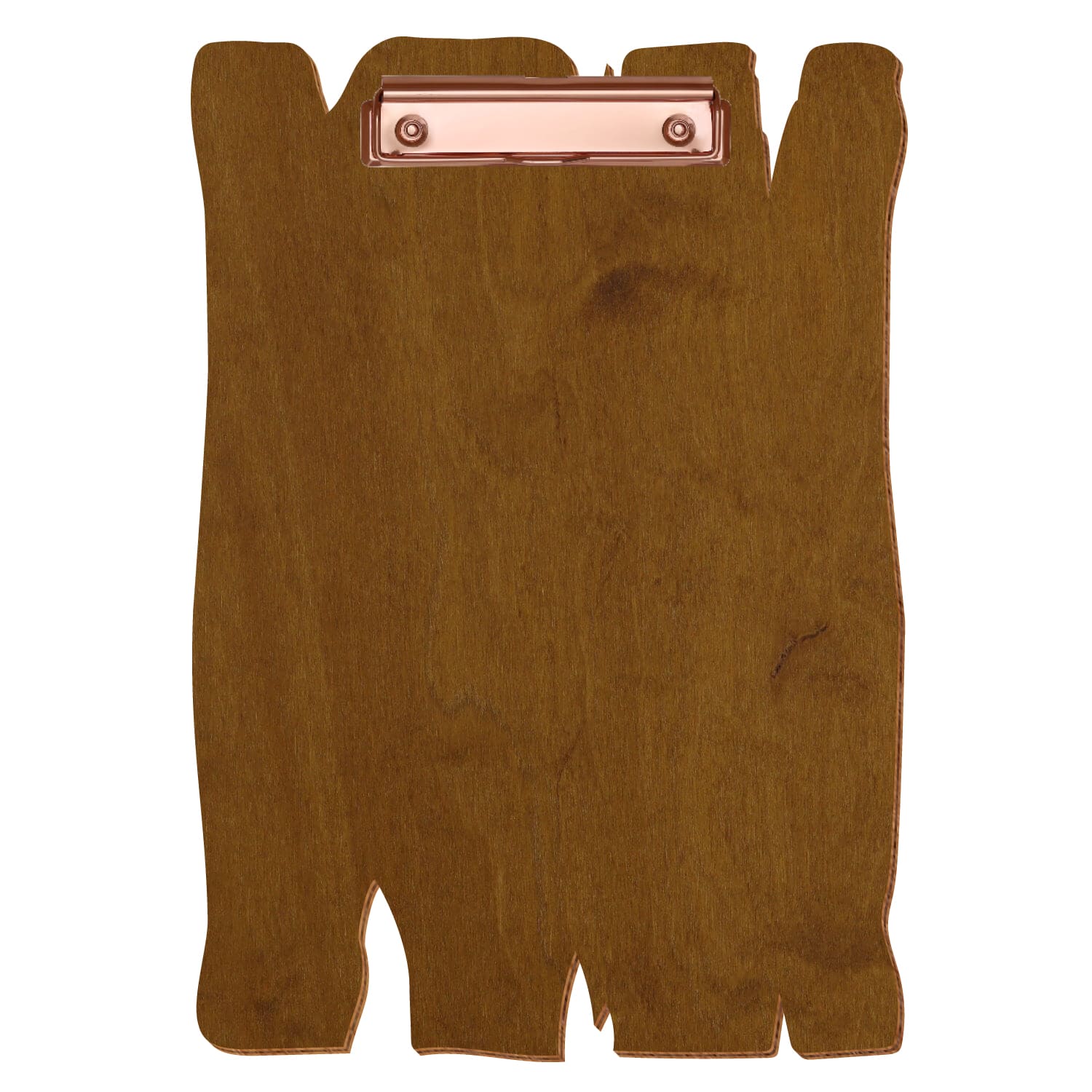 Klemmbrett Holzbrettform Teak A4 hochkant Bügelklemme roségold