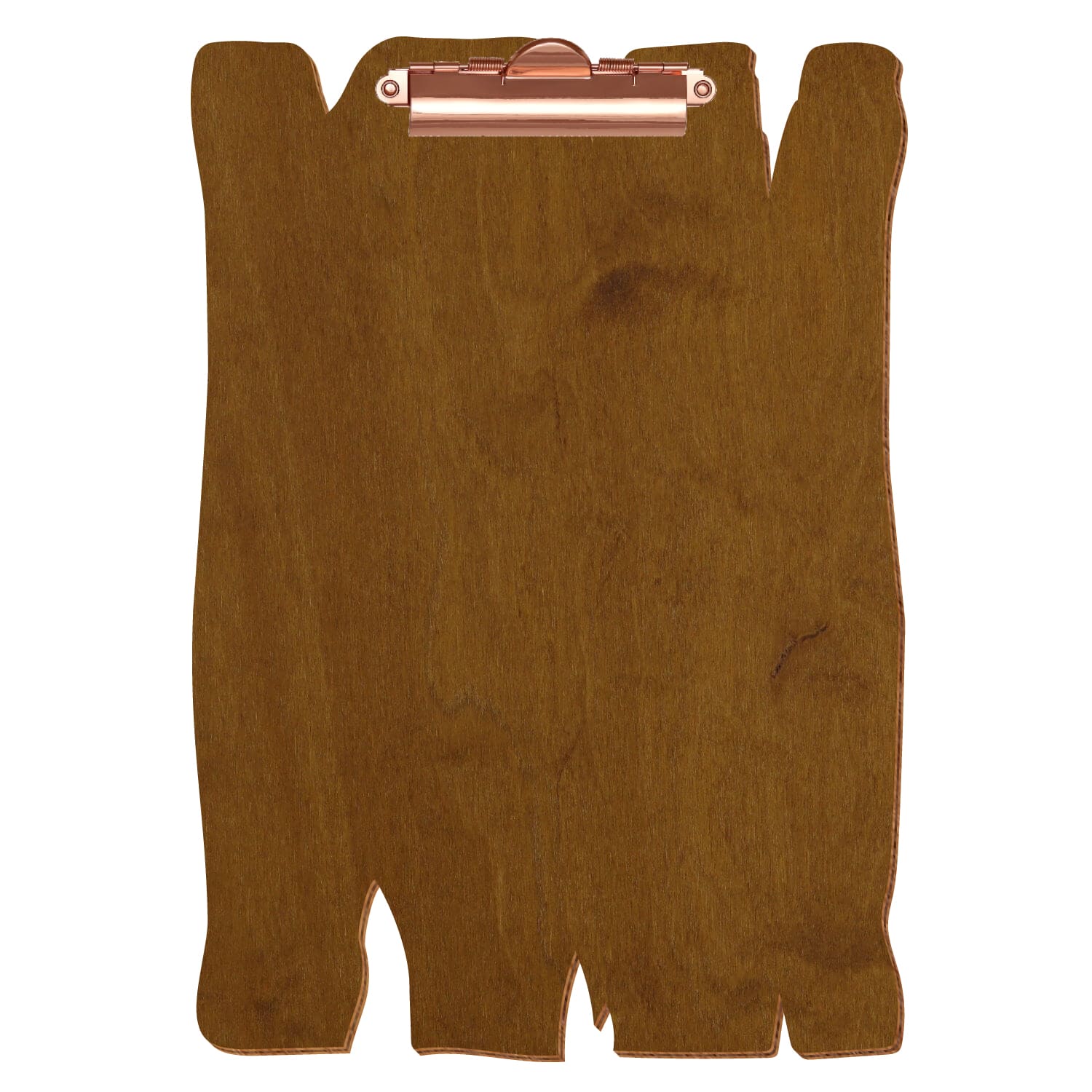 Klemmbrett Holzbrettform Teak A4 hochkant Zahnklemme roségold