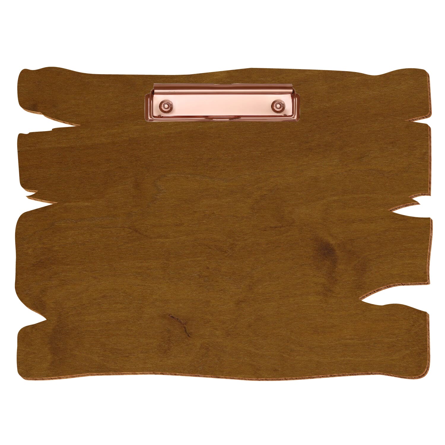 Klemmbrett Holzbrettform Teak A4 querkant Bügelklemme roségold