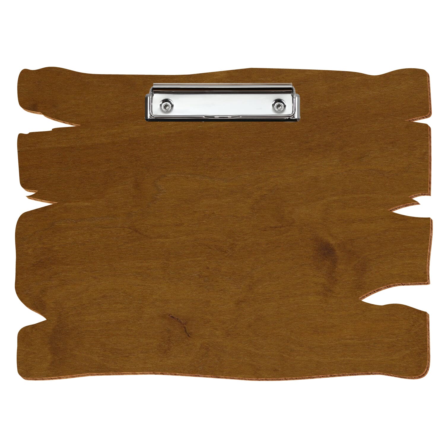 Klemmbrett Holzbrettform Teak A4 querkant Bügelklemme silber