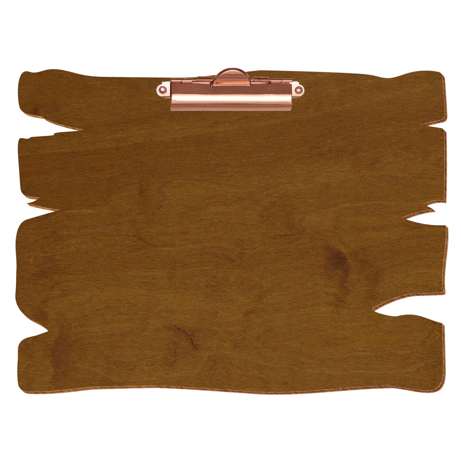 Klemmbrett Holzbrettform Teak A4 querkant Zahnklemme roségold