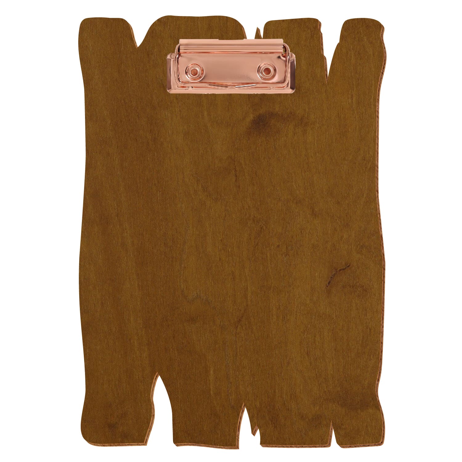 Klemmbrett Holzbrettform Teak A5 hochkant Bügelklemme roségold