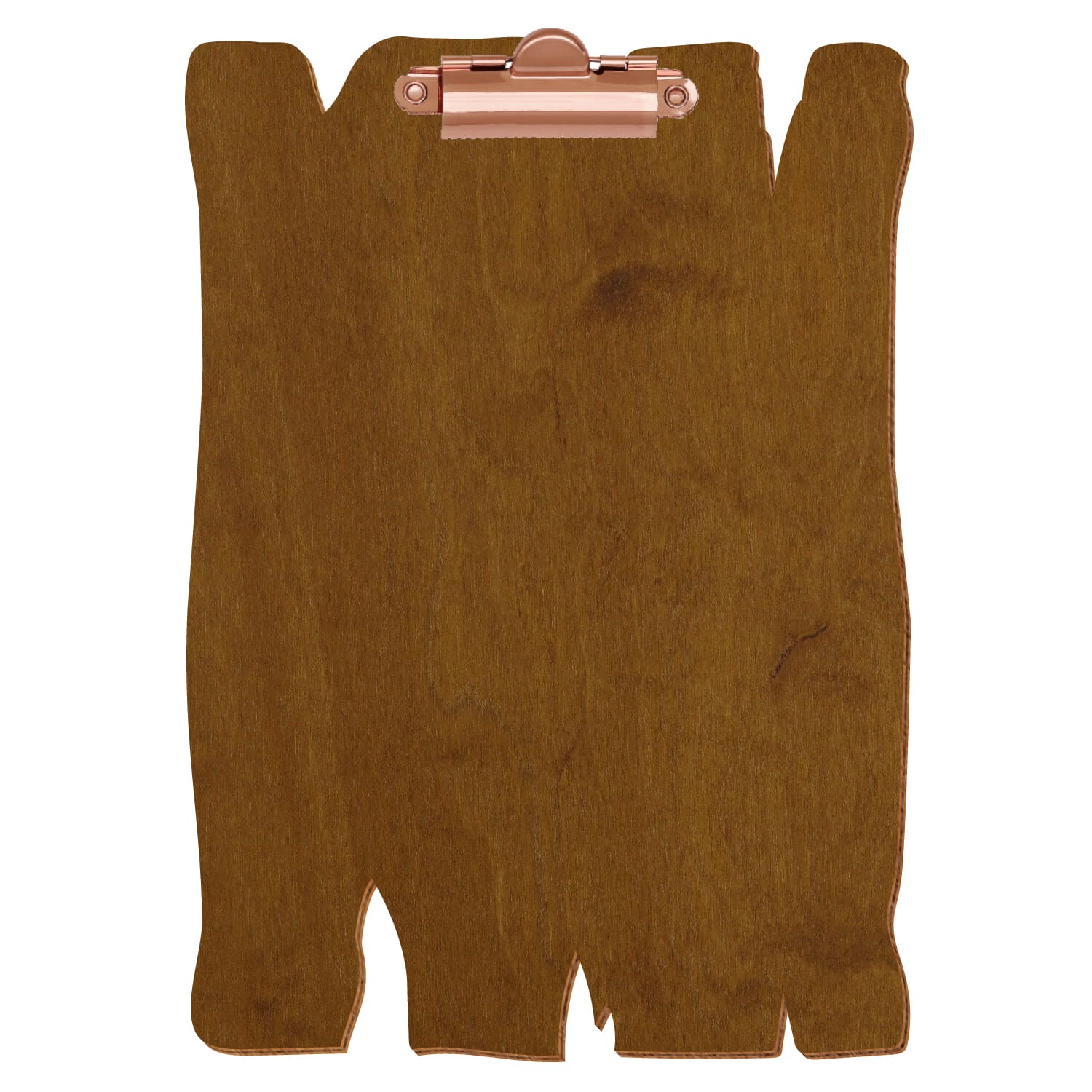 Klemmbrett Holzbrettform Teak A5 hochkant Zahnklemme roségold