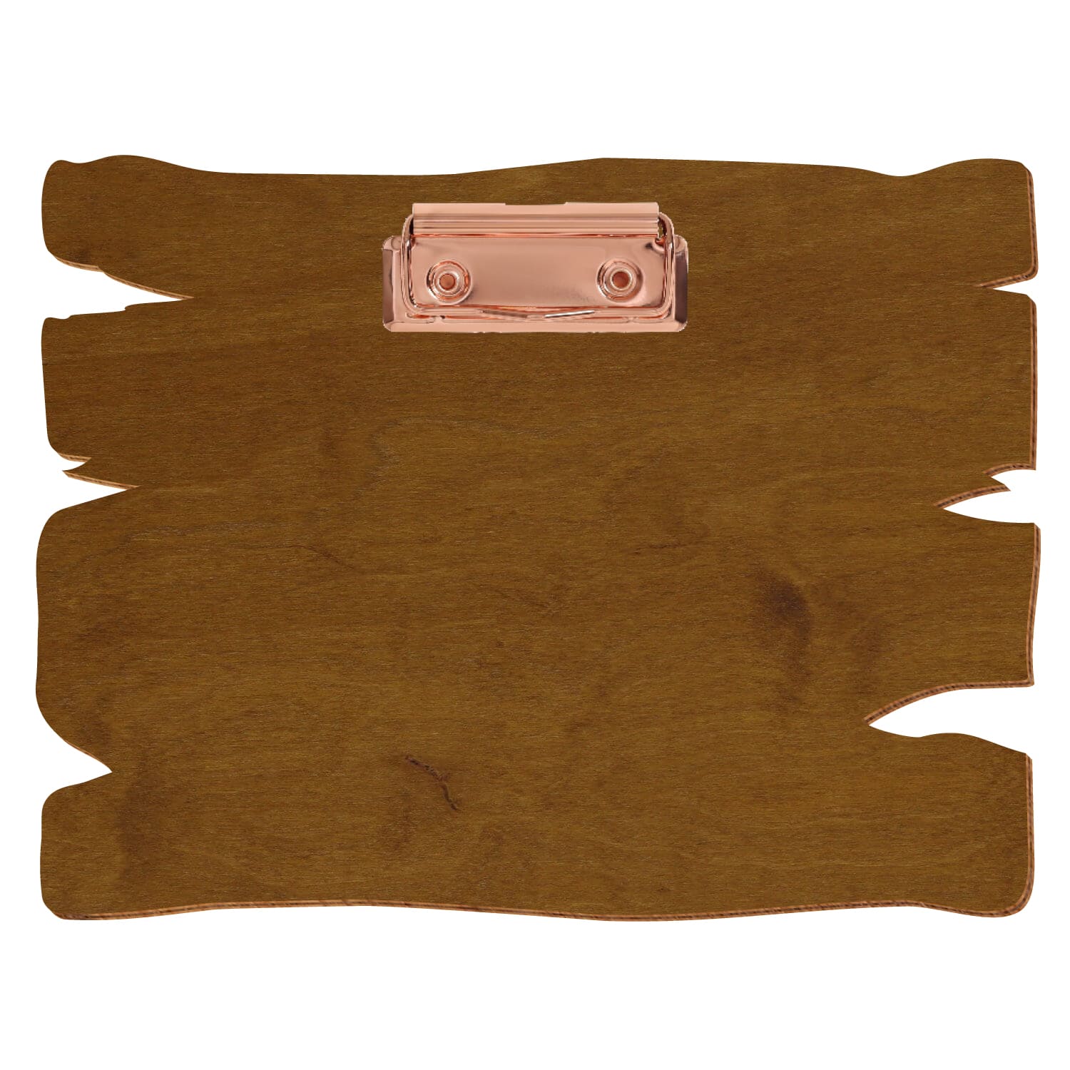 Klemmbrett Holzbrettform Teak A5 querkant Bügelklemme roségold