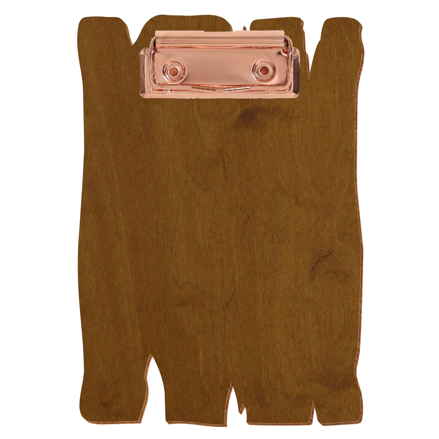 Klemmbrett Holzbrettform Teak A6 hochkant Bügelklemme roségold