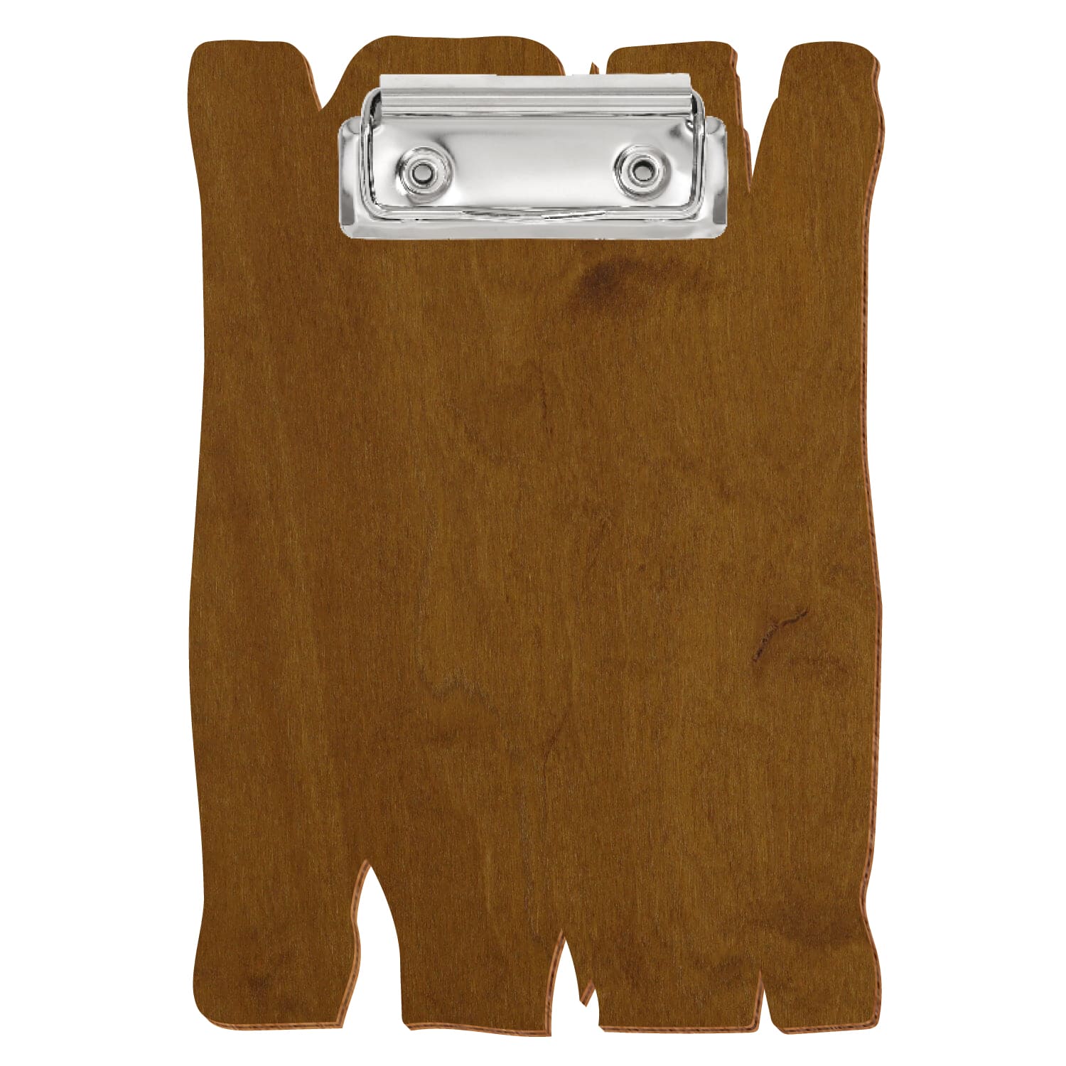 Klemmbrett Holzbrettform Teak A6 hochkant Bügelklemme silber