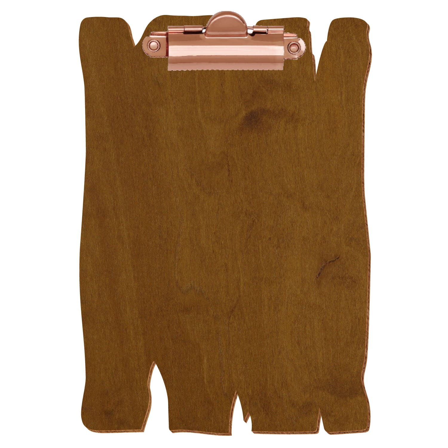 Klemmbrett Holzbrettform Teak A6 hochkant Zahnklemme roségold