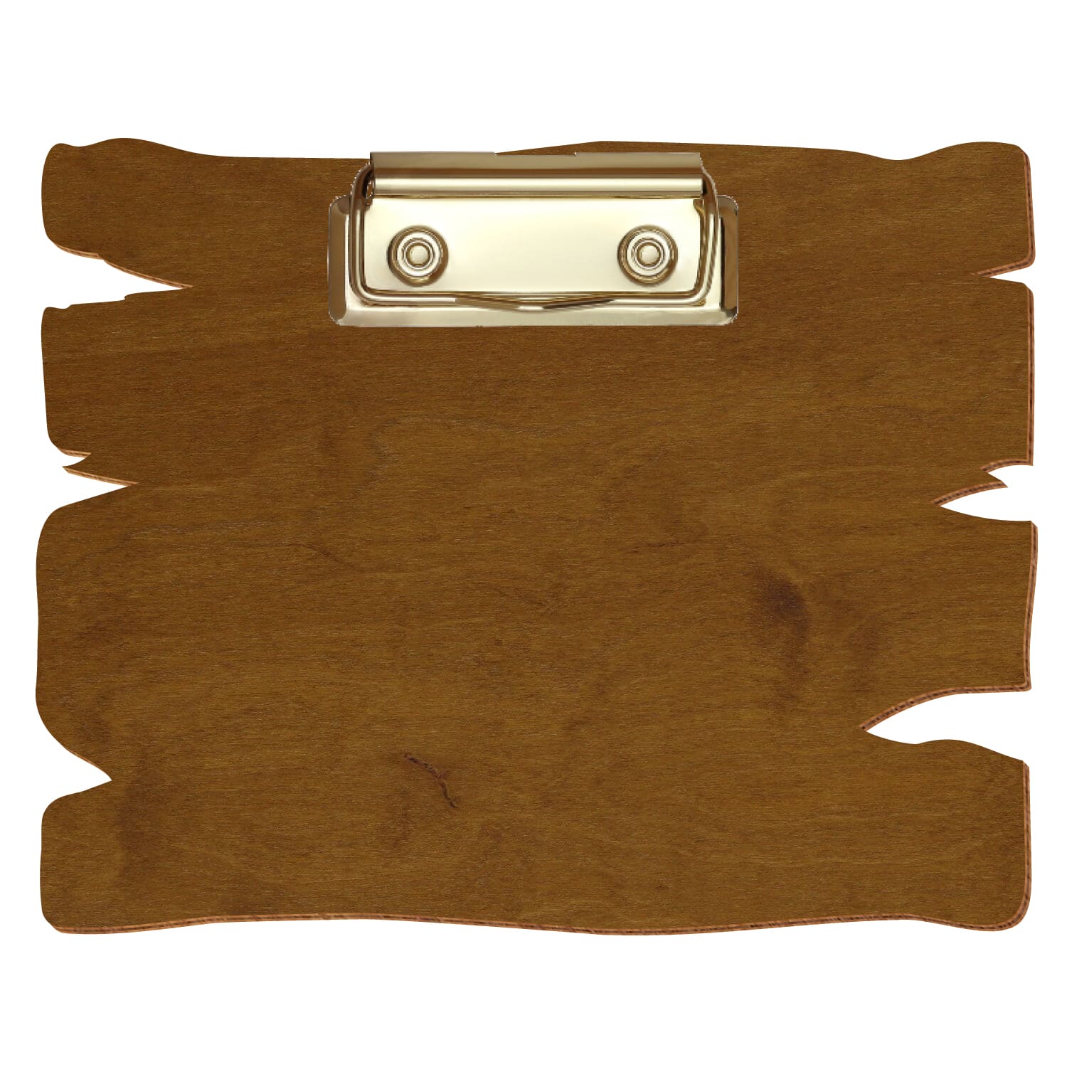 Klemmbrett Holzbrettform Teak A6 querkant Bügelklemme gold