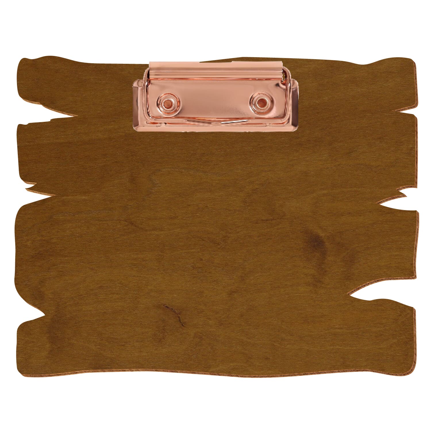 Klemmbrett Holzbrettform Teak A6 querkant Bügelklemme roségold