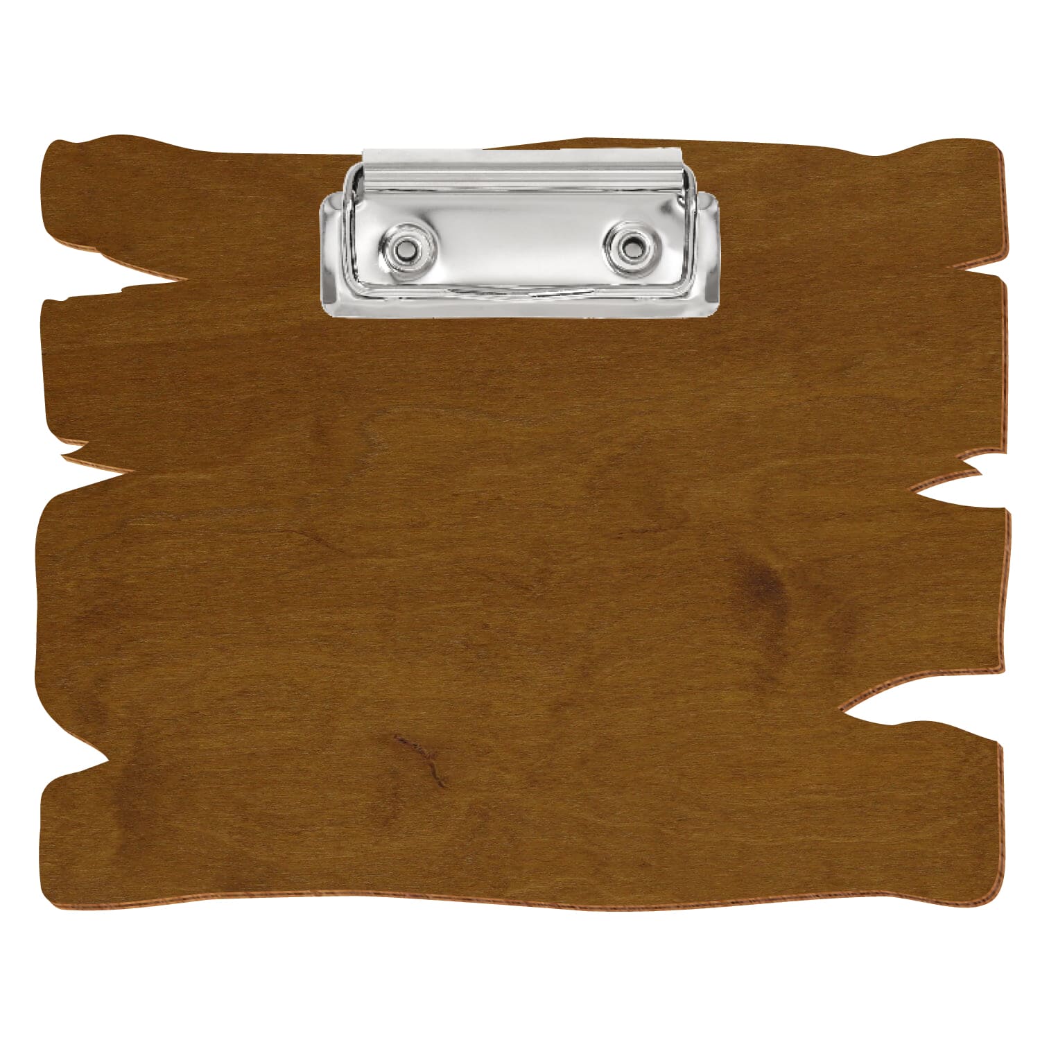 Klemmbrett Holzbrettform Teak A6 querkant Bügelklemme silber