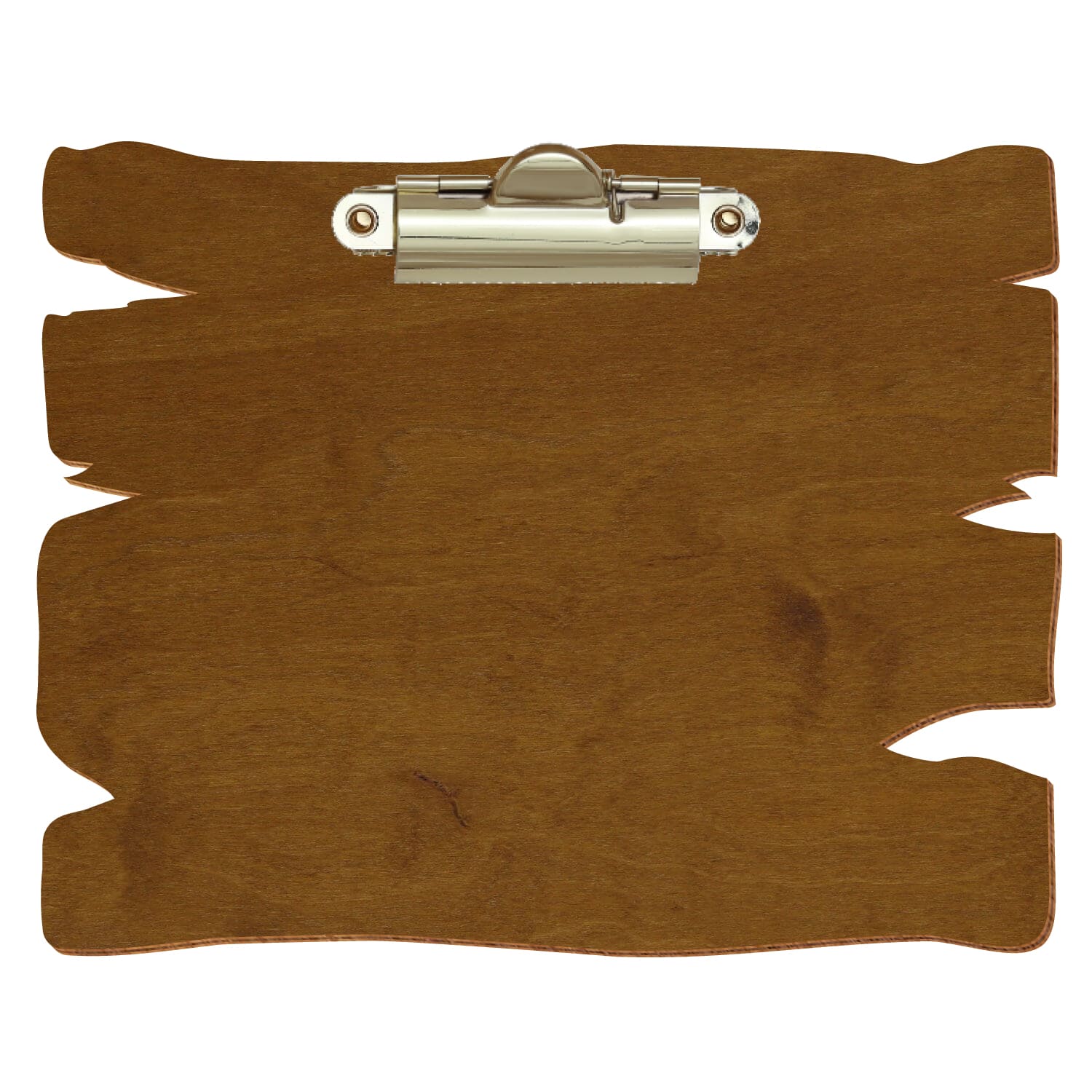 Klemmbrett Holzbrettform Teak A6 querkant Zahnklemme gold