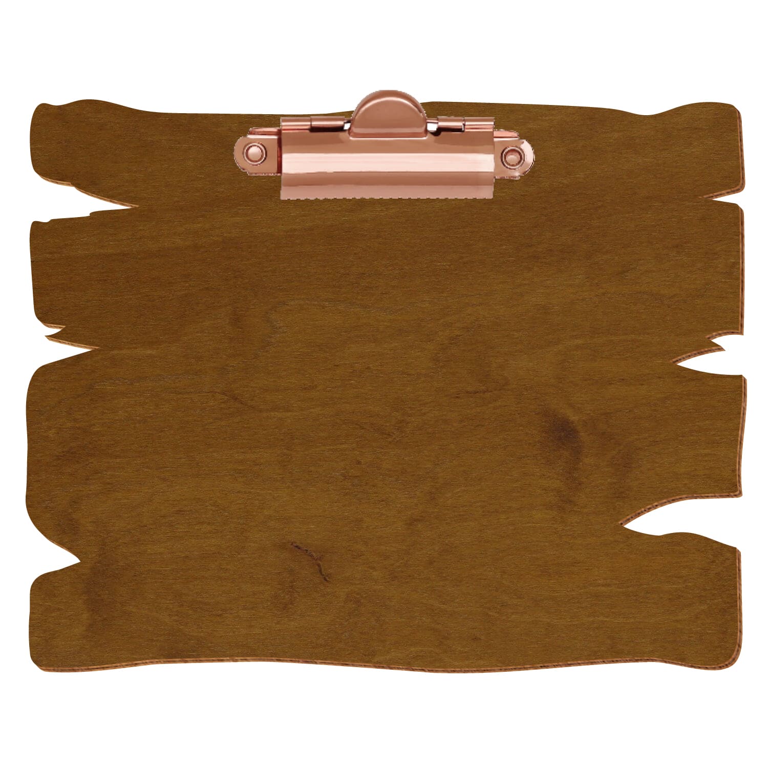 Klemmbrett Holzbrettform Teak A6 querkant Zahnklemme roségold