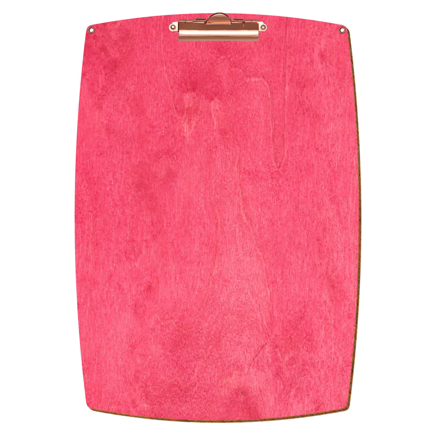Bütic Holz-Klemmbrett konvex dunkelpink mit Aufhängeösen in A3 hochkant mit roségoldener Zahnklemme