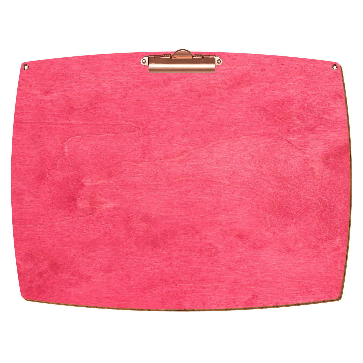 Bütic Holz-Klemmbrett konvex dunkelpink mit Aufhängeösen in A3 querkant mit roségoldener Zahnklemme