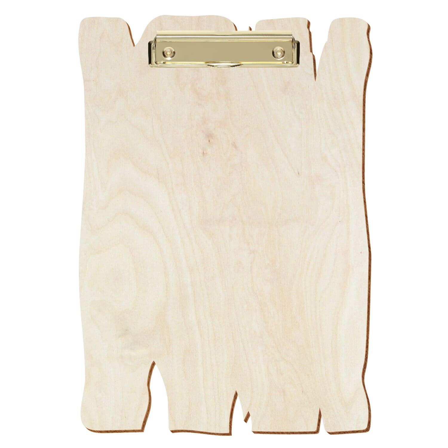 Klemmbrett Holzbrettform Birke natur A4 hochkant Bügelklemme gold
