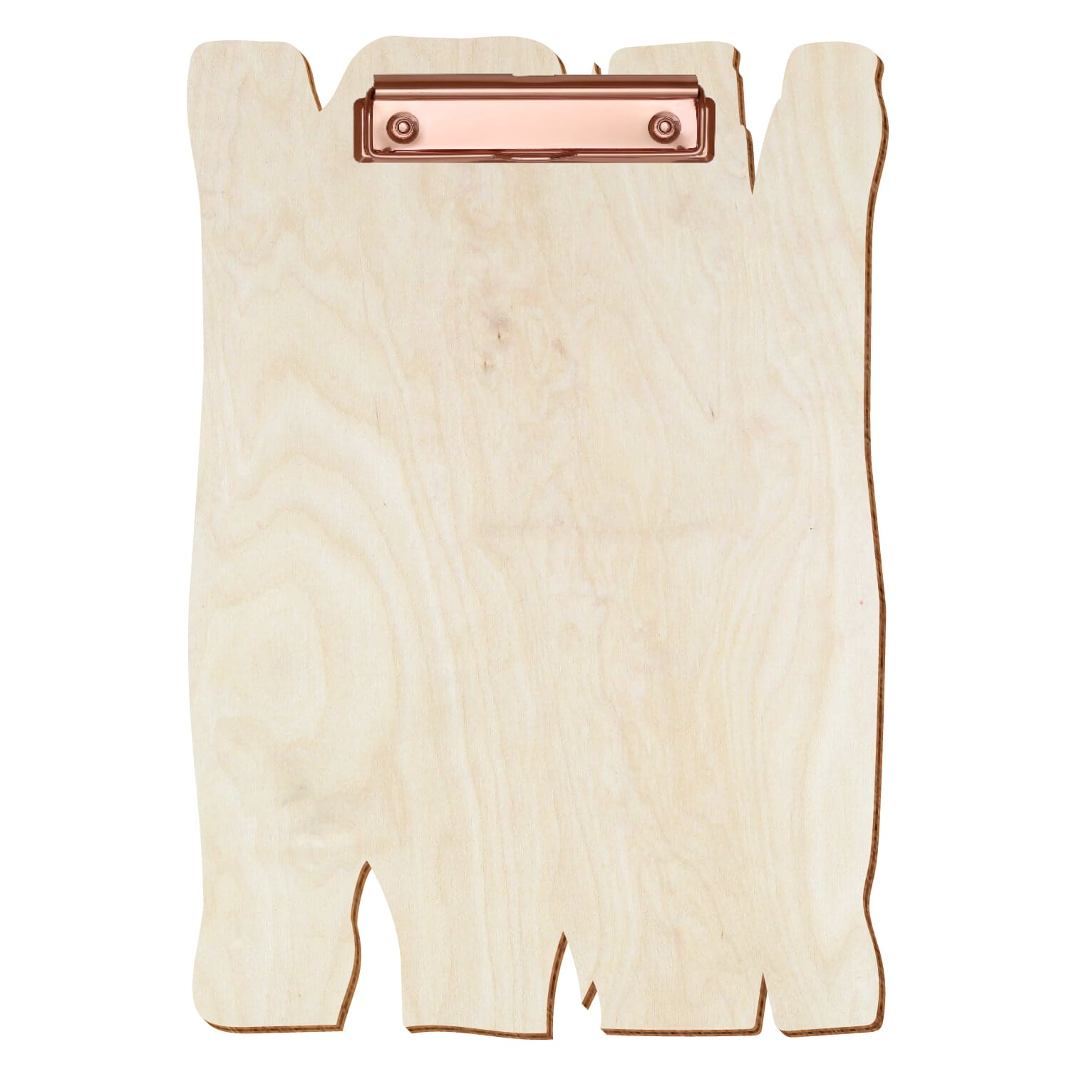 Klemmbrett Holzbrettform Birke natur A4 hochkant Bügelklemme roségold