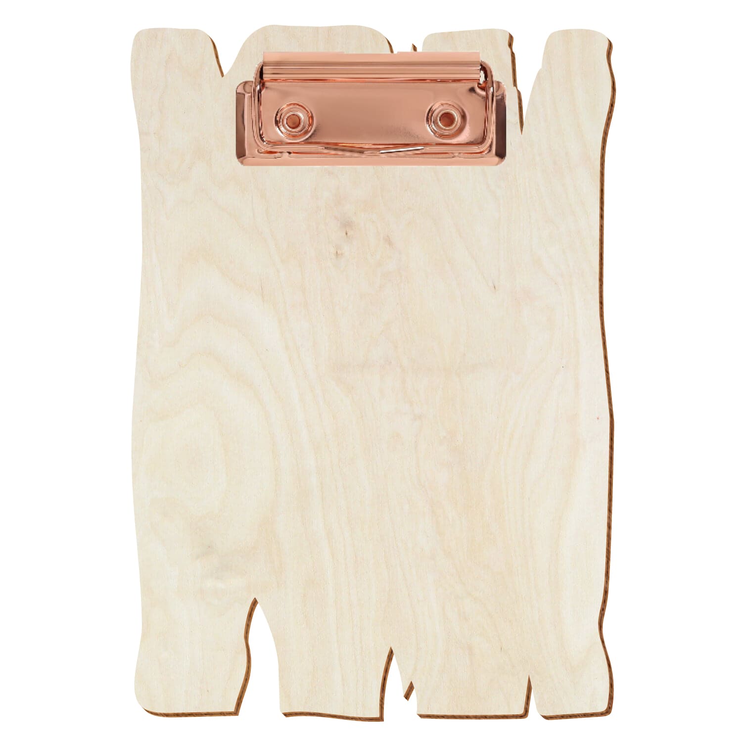 Klemmbrett Holzbrettform Birke natur A6 hochkant Bügelklemme roségold