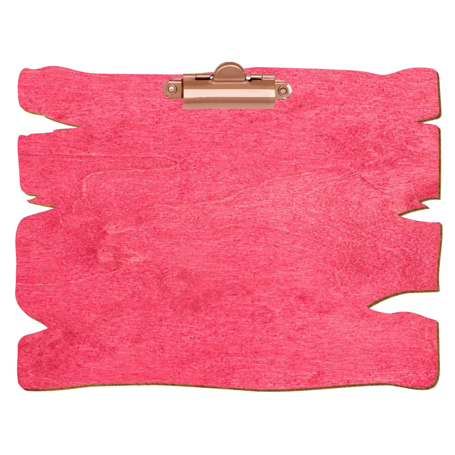 Klemmbrett Holzbrettform Dunkelpink A5 querkant Zahnklemme roségold
