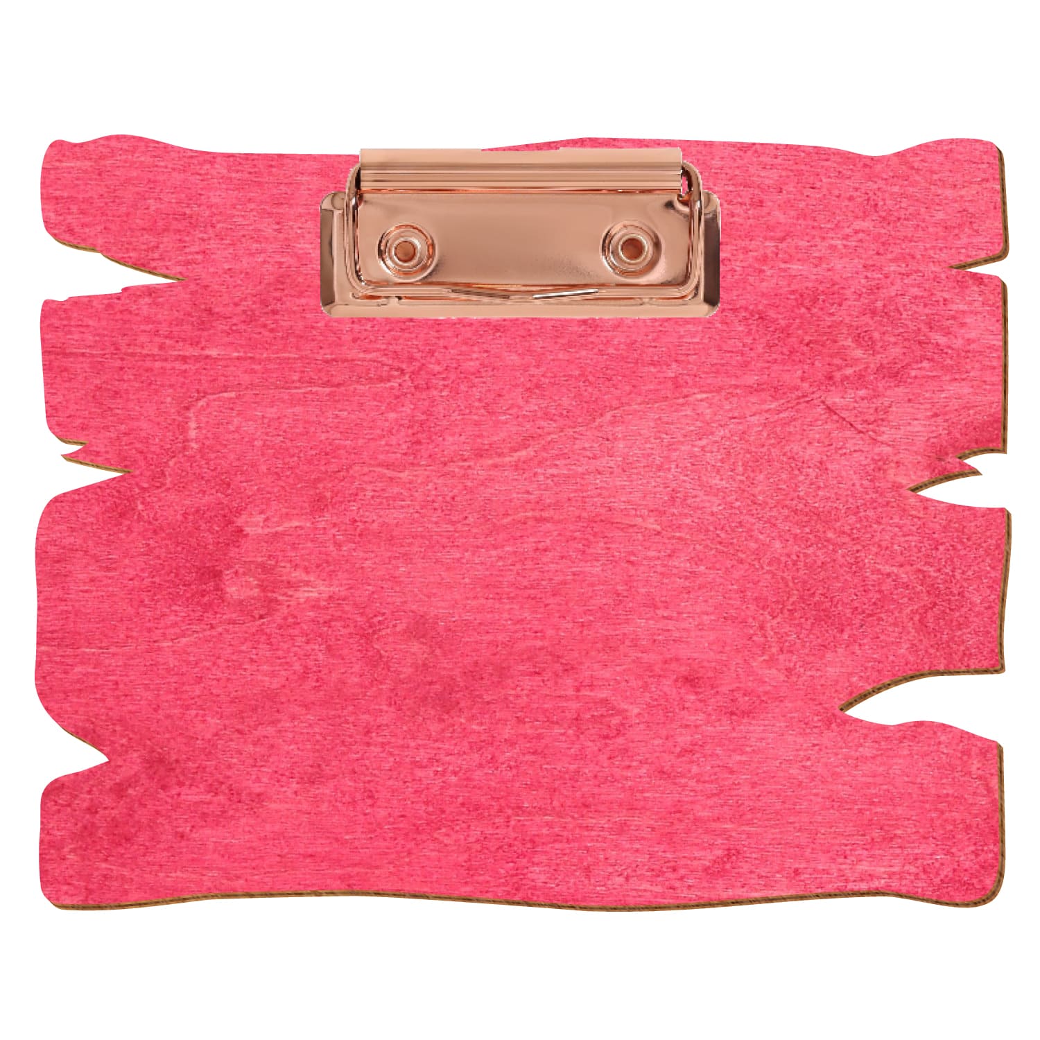 Klemmbrett Holzbrettform Dunkelpink A6 querkant Bügelklemme roségold