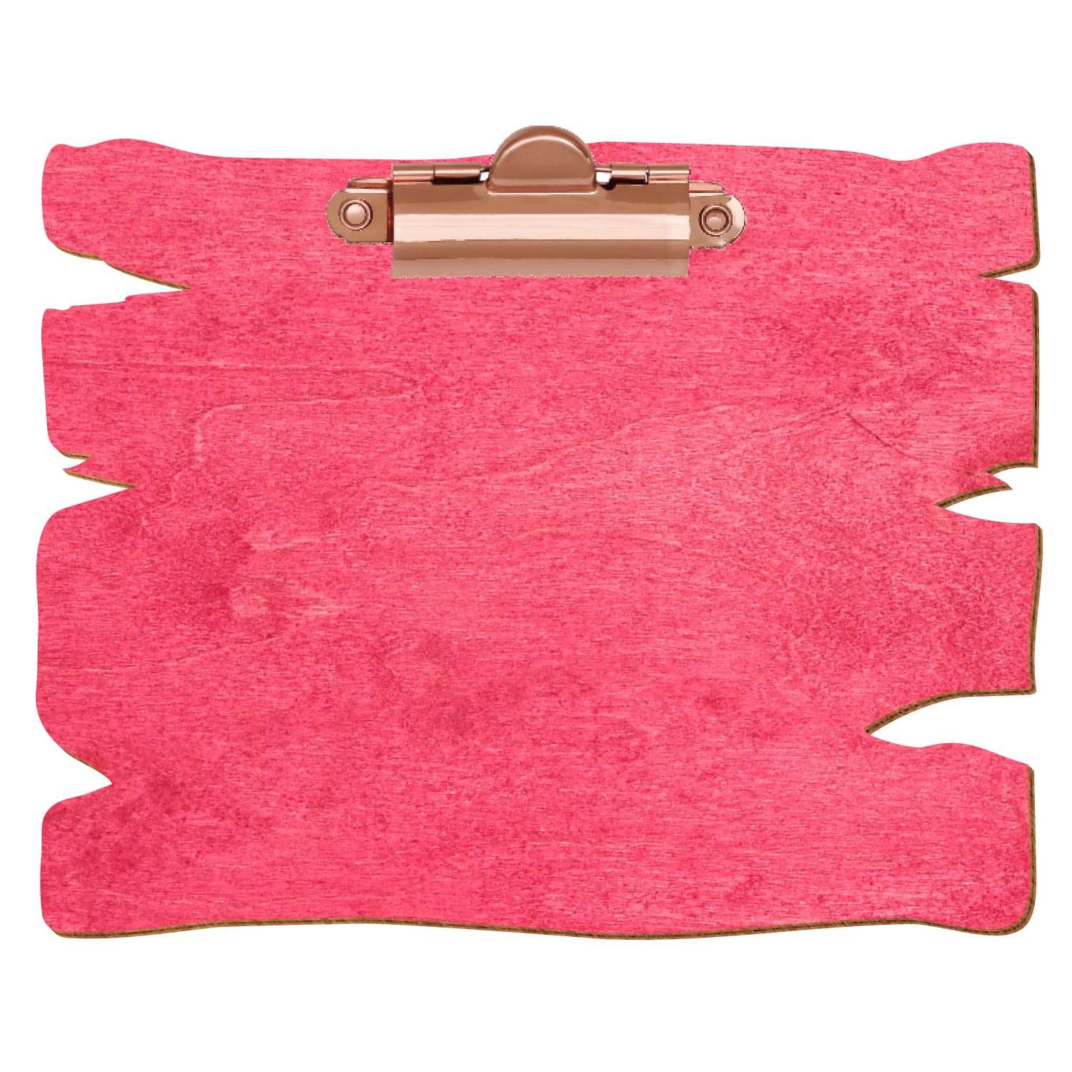 Klemmbrett Holzbrettform Dunkelpink A6 querkant Zahnklemme roségold
