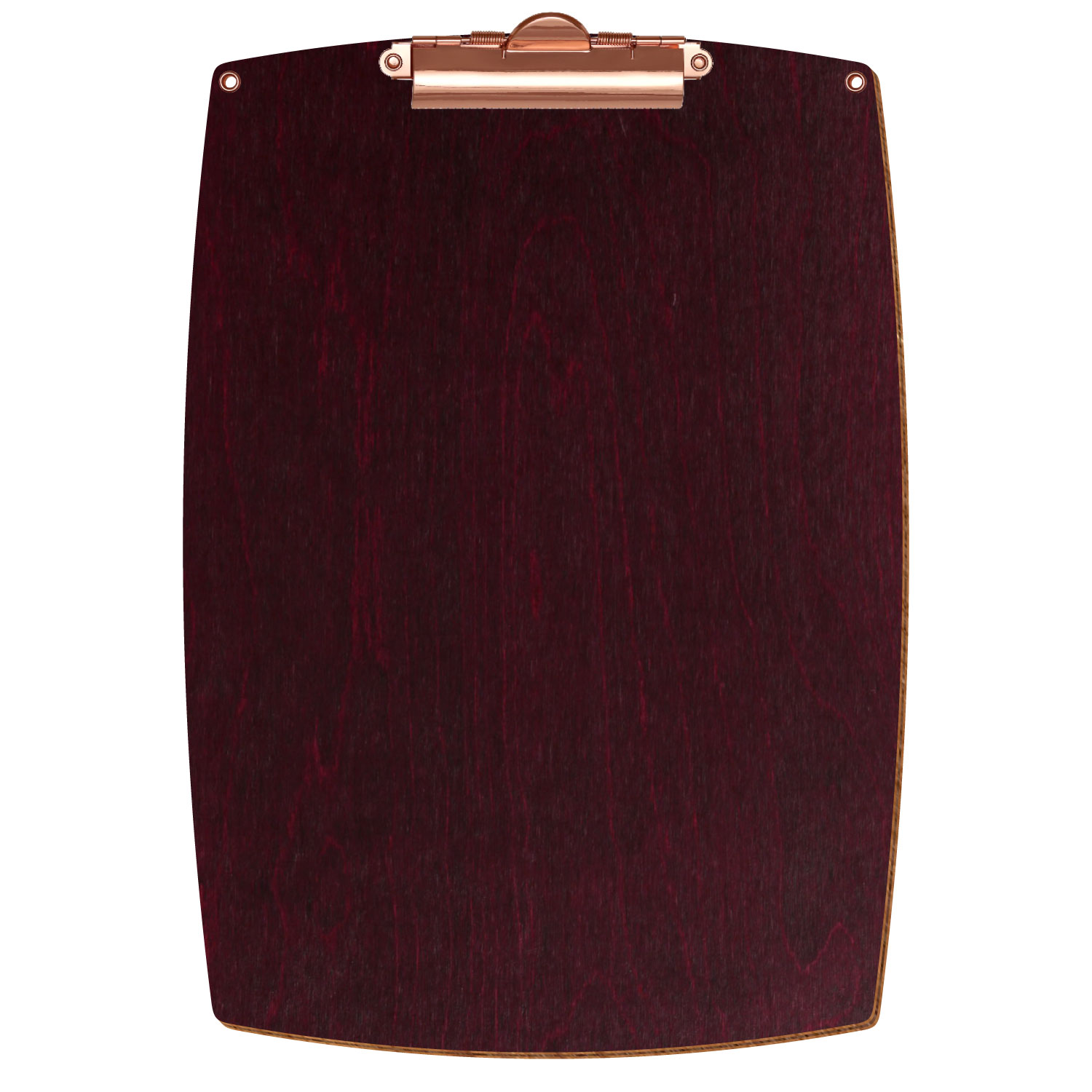 Bütic Holz-Klemmbrett konvex violett mit Aufhängeösen in A4 hochkant mit roségoldener Zahnklemme