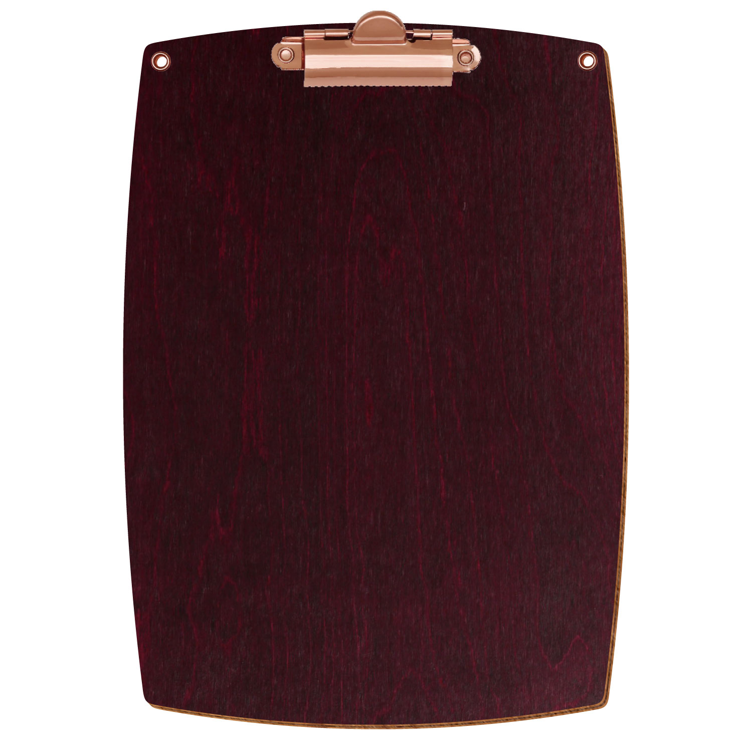 Bütic Holz-Klemmbrett konvex violett mit Aufhängeösen in A5 hochkant mit roségoldener Zahnklemme
