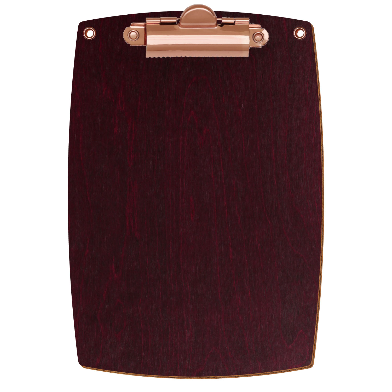 Bütic Holz-Klemmbrett konvex violett mit Aufhängeösen in A6 hochkant mit roségoldener Zahnklemme