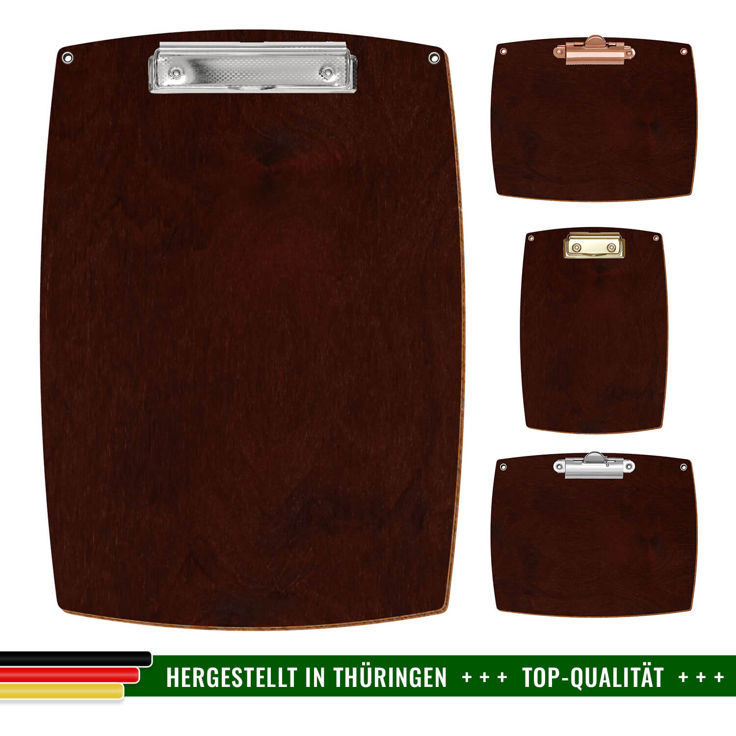 Klemmbrett konvex Nussbaum dunkel mit Ösen