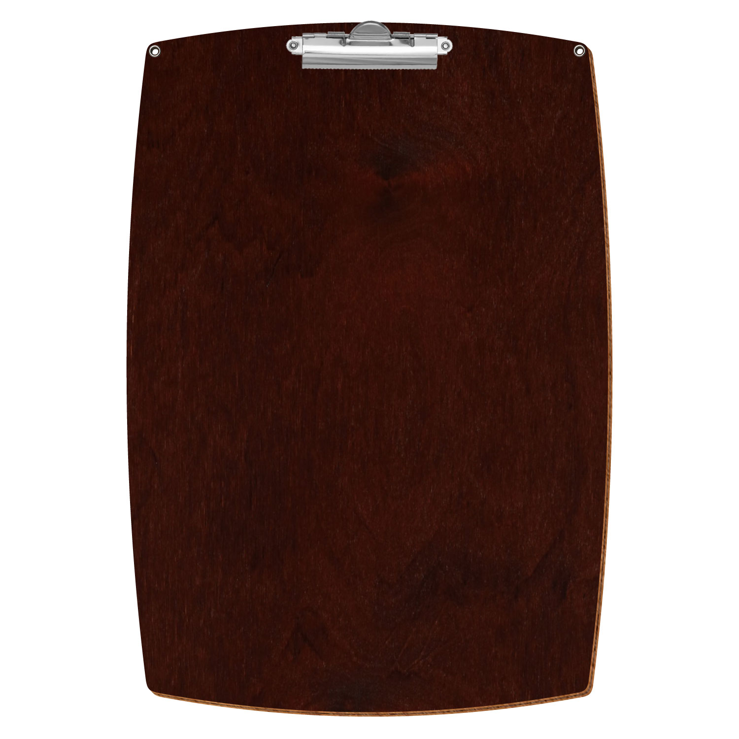 Bütic Holz-Klemmbrett konvex in der Farbe Nussbaum dunkel mit Aufhängeösen in A3 hochkant mit silberner Zahnklemme