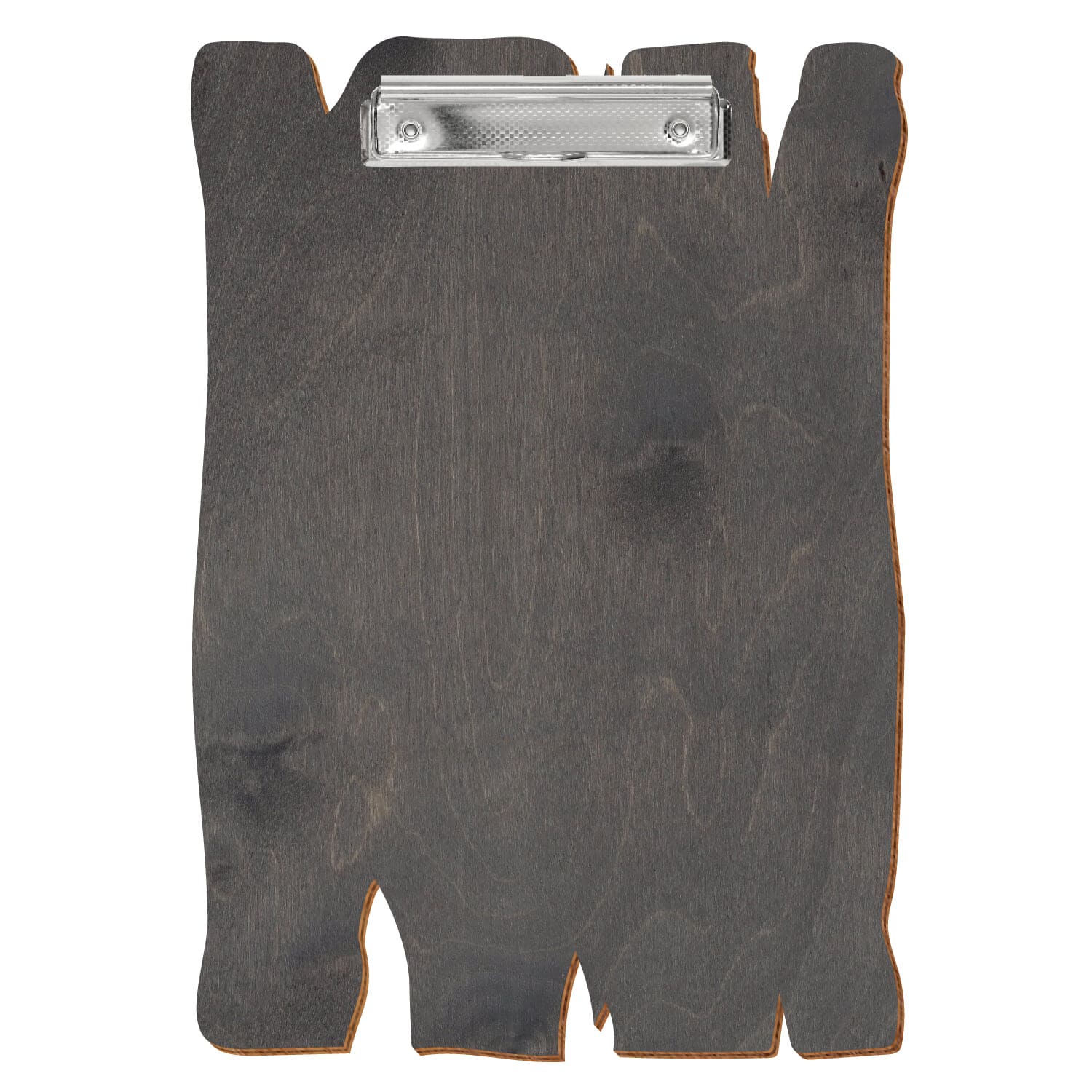 Klemmbrett Holzbrettform Grau A4 hochkant Bügelklemme silber carbon