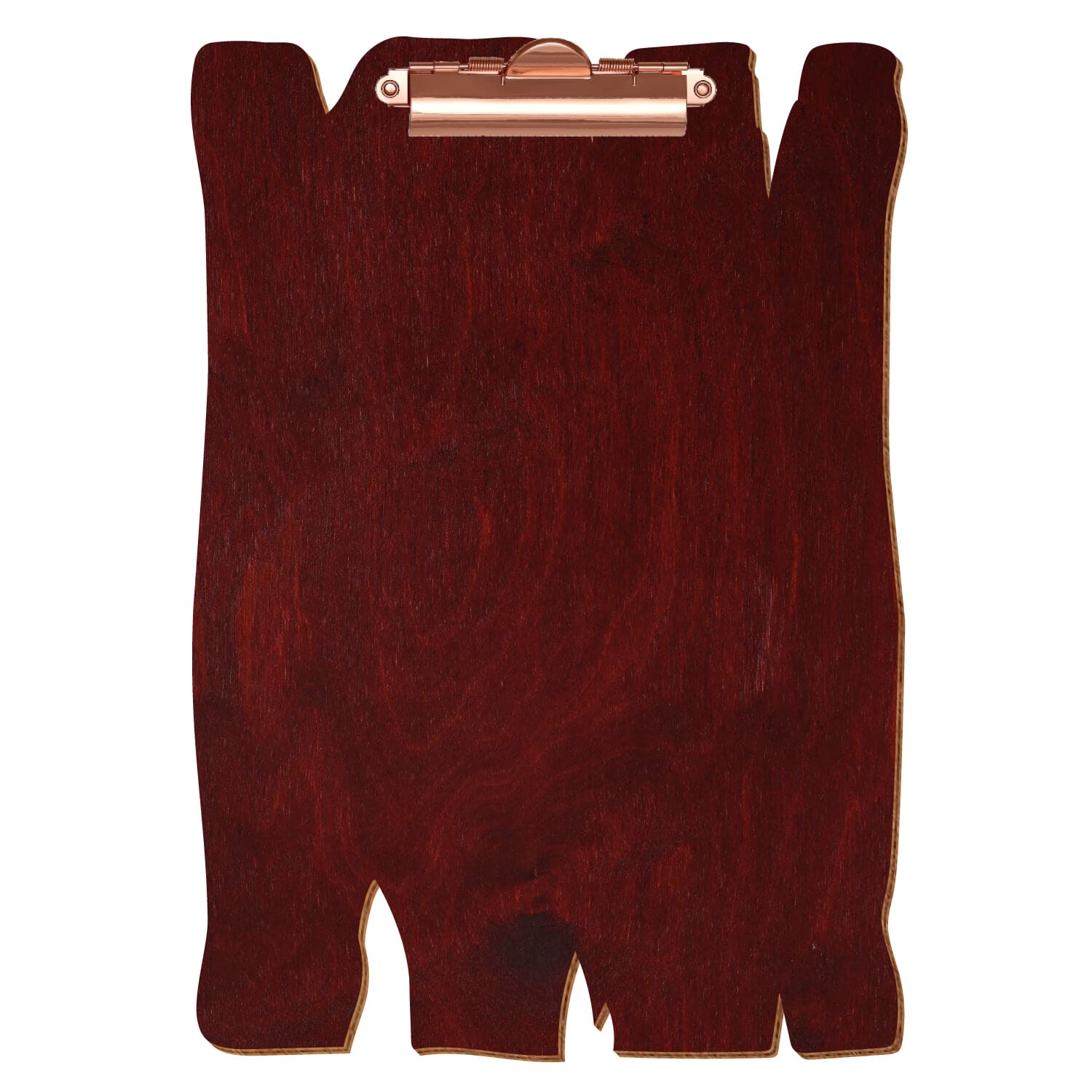 Klemmbrett Holzbrettform Mahagoni A4 hochkant Zahnklemme roségold