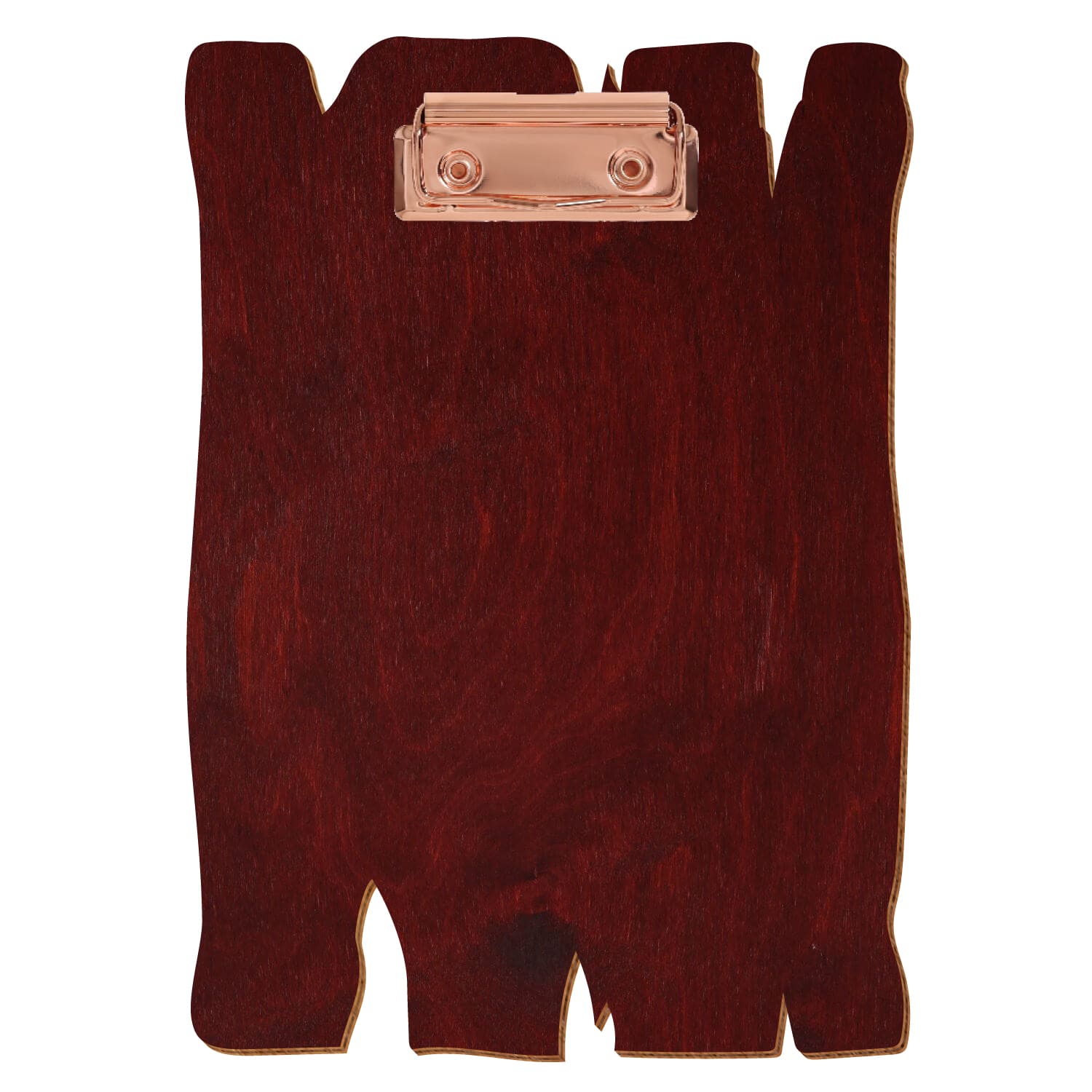 Klemmbrett Holzbrettform Mahagoni A5 hochkant Bügelklemme roségold