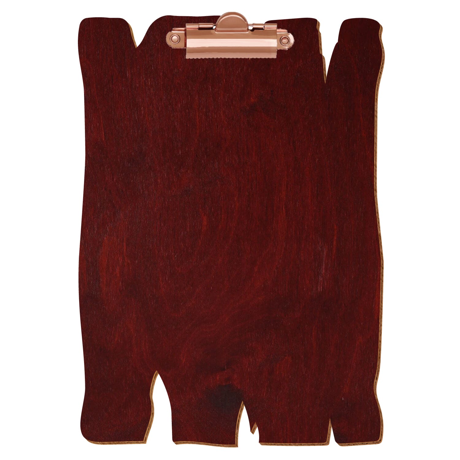 Klemmbrett Holzbrettform Mahagoni A5 hochkant Zahnklemme roségold