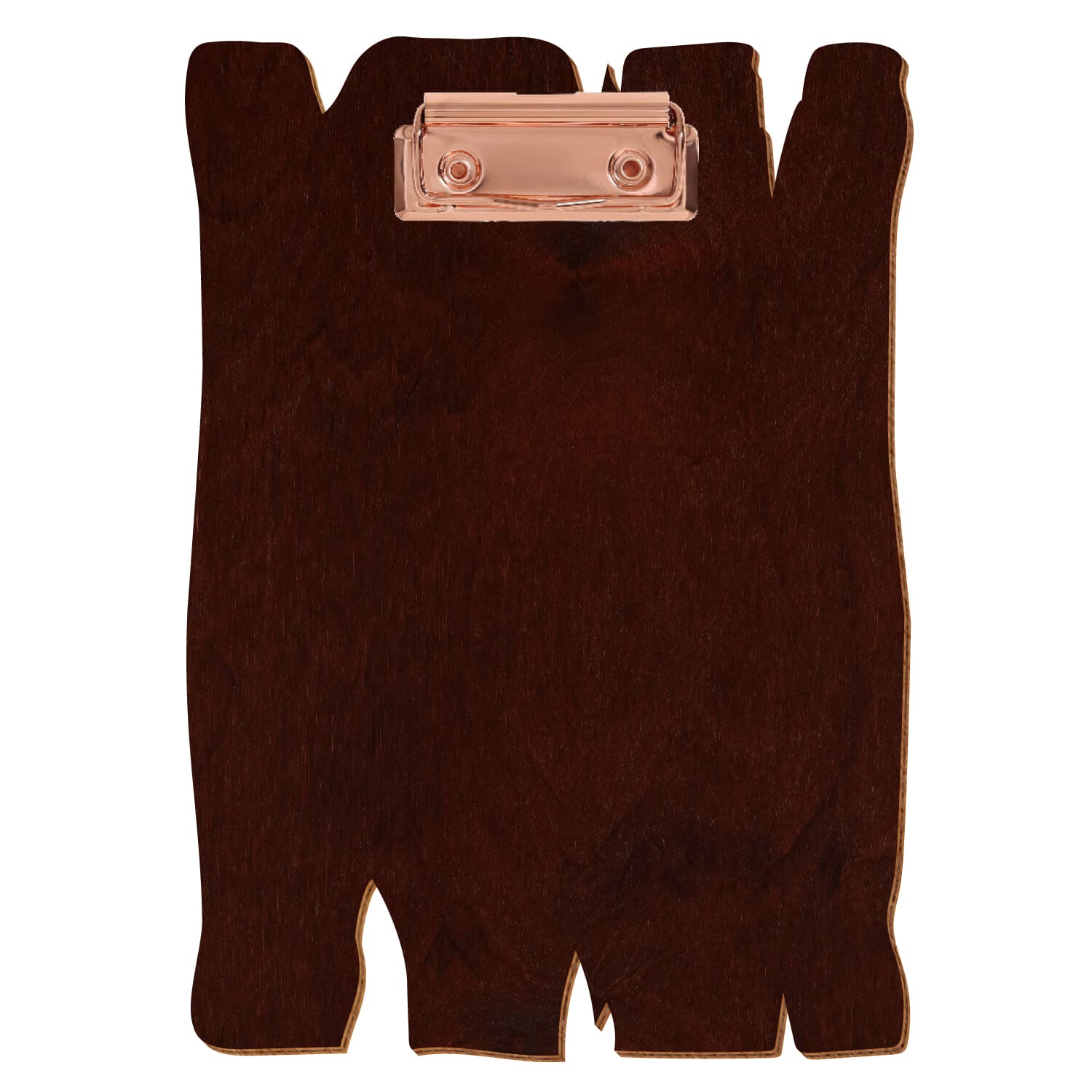 Klemmbrett Holzbrettform Nussbaum dunkel A5 hochkant Bügelklemme roségold