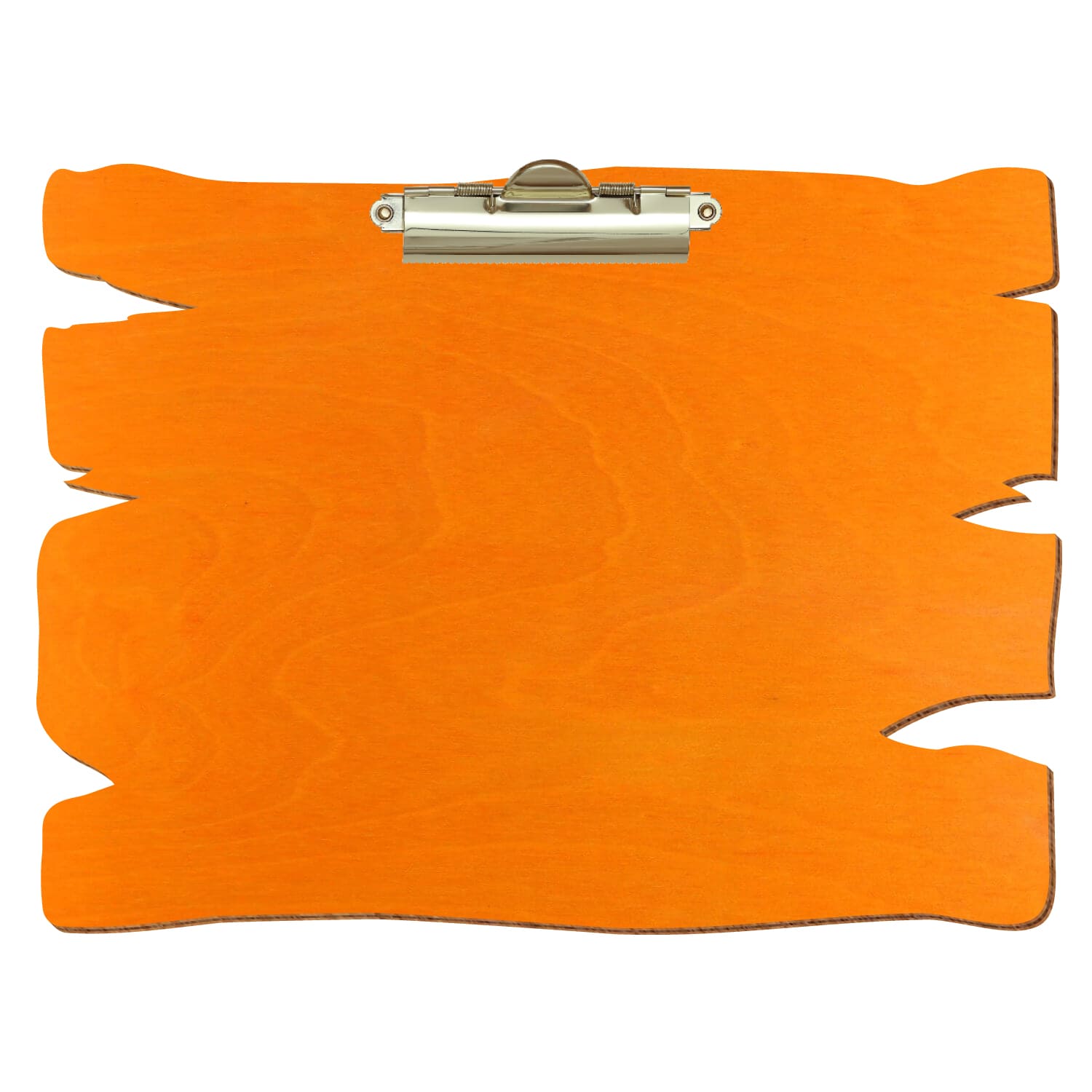 Klemmbrett Holzbrettform Orange A4 querkant Zahnklemme gold
