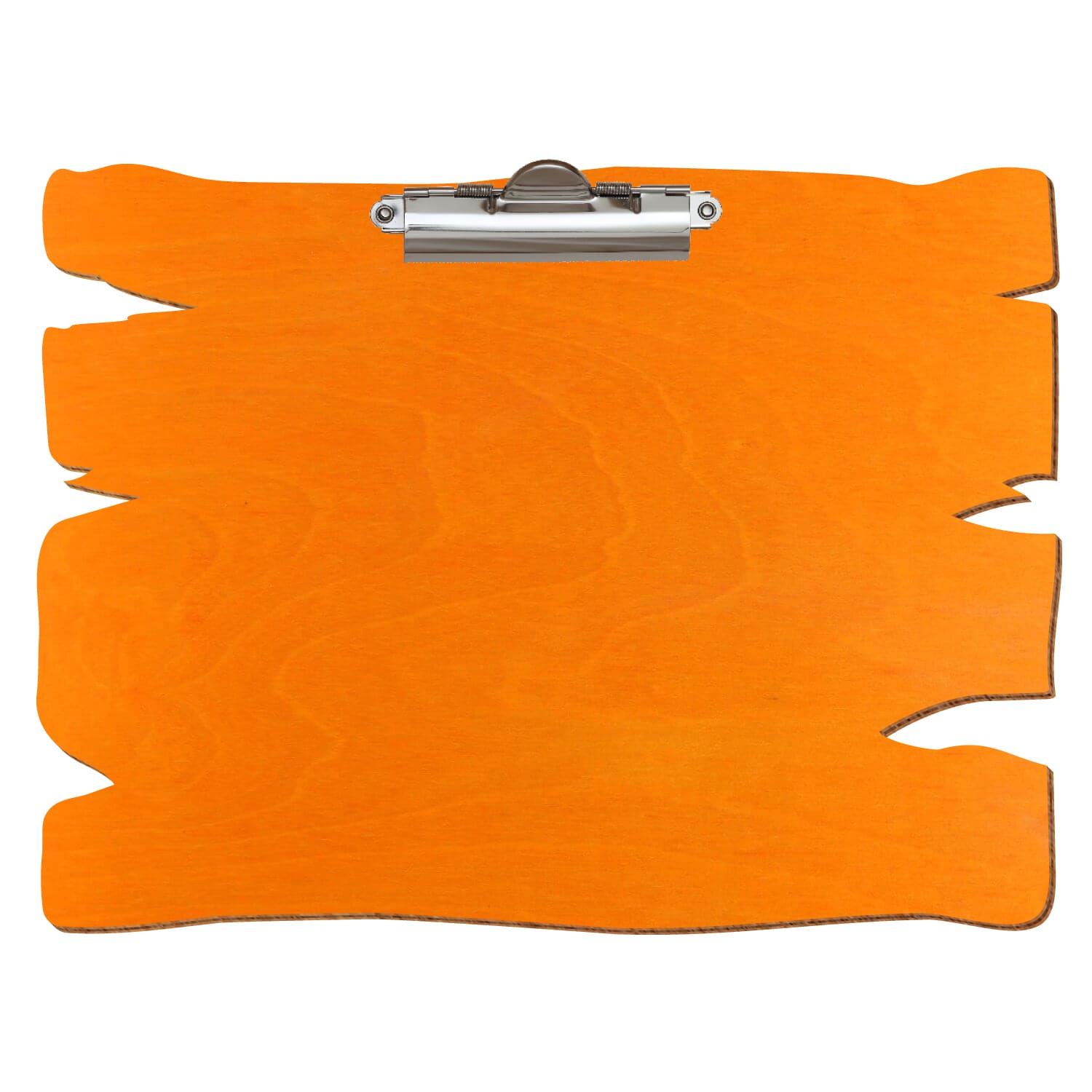Klemmbrett Holzbrettform Orange A4 querkant Zahnklemme silber