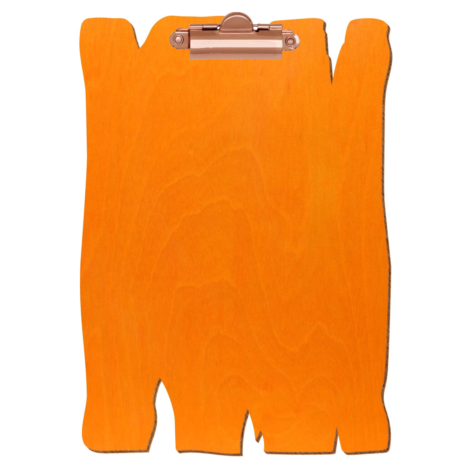 Klemmbrett Holzbrettform Orange A5 hochkant Zahnklemme roségold