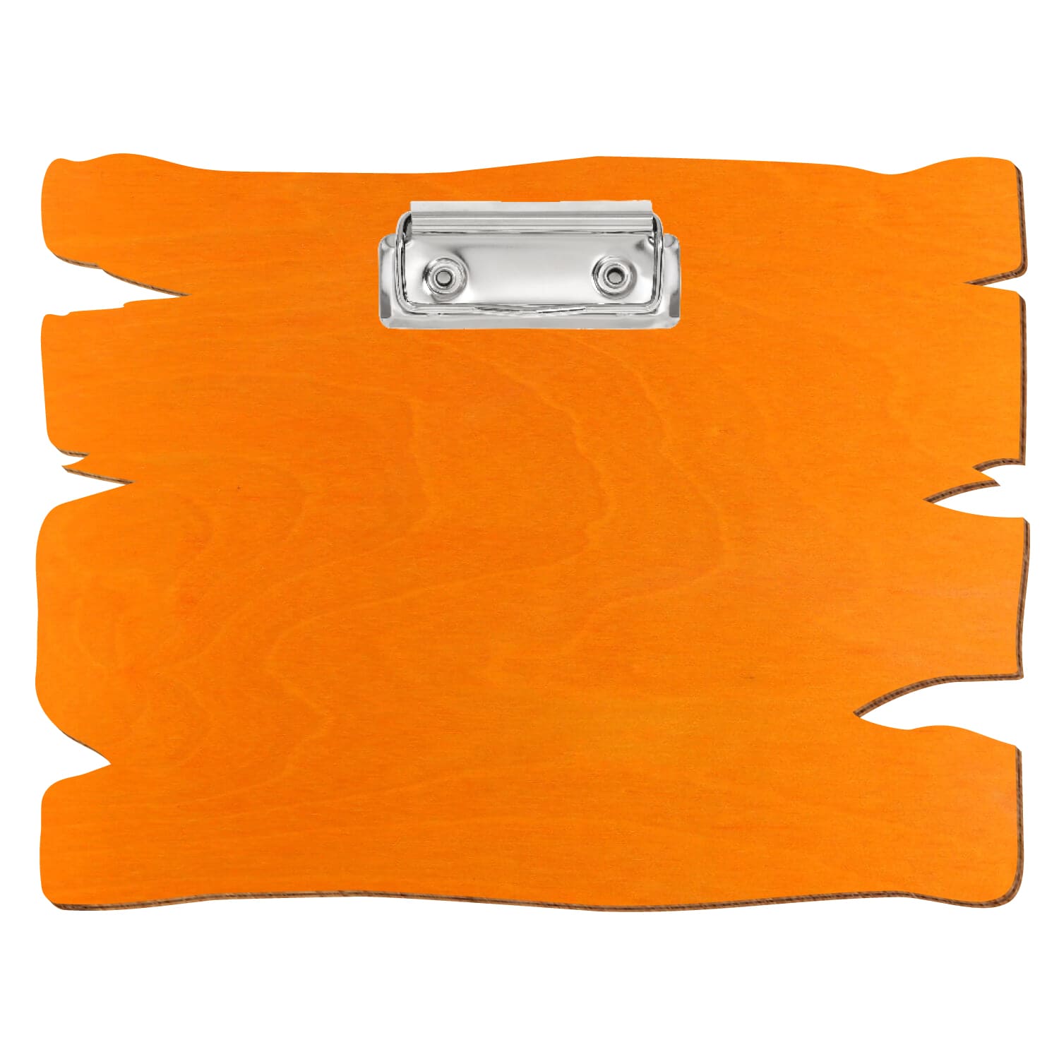 Klemmbrett Holzbrettform Orange A5 querkant Bügelklemme silber