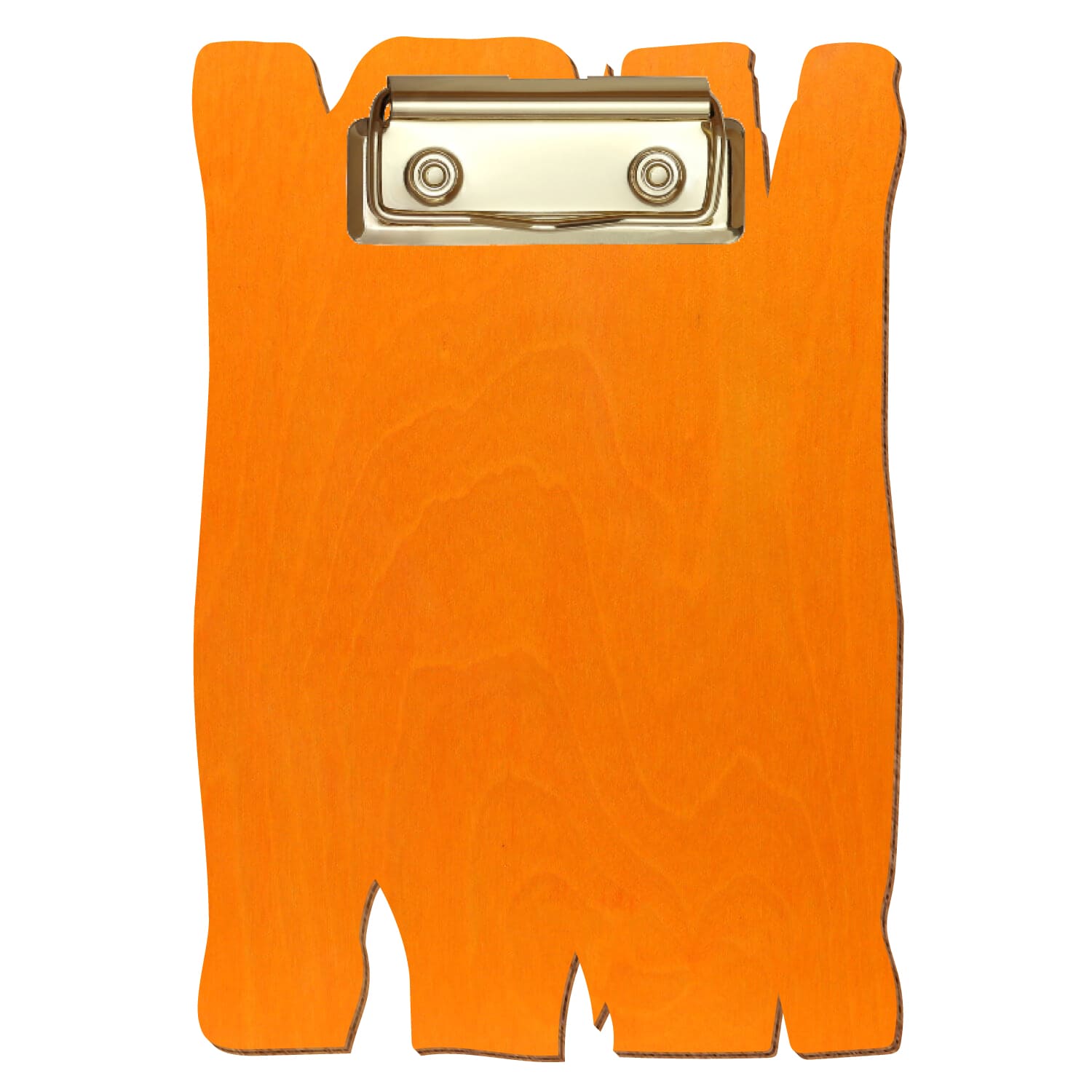 Klemmbrett Holzbrettform Orange A6 hochkant Bügelklemme gold