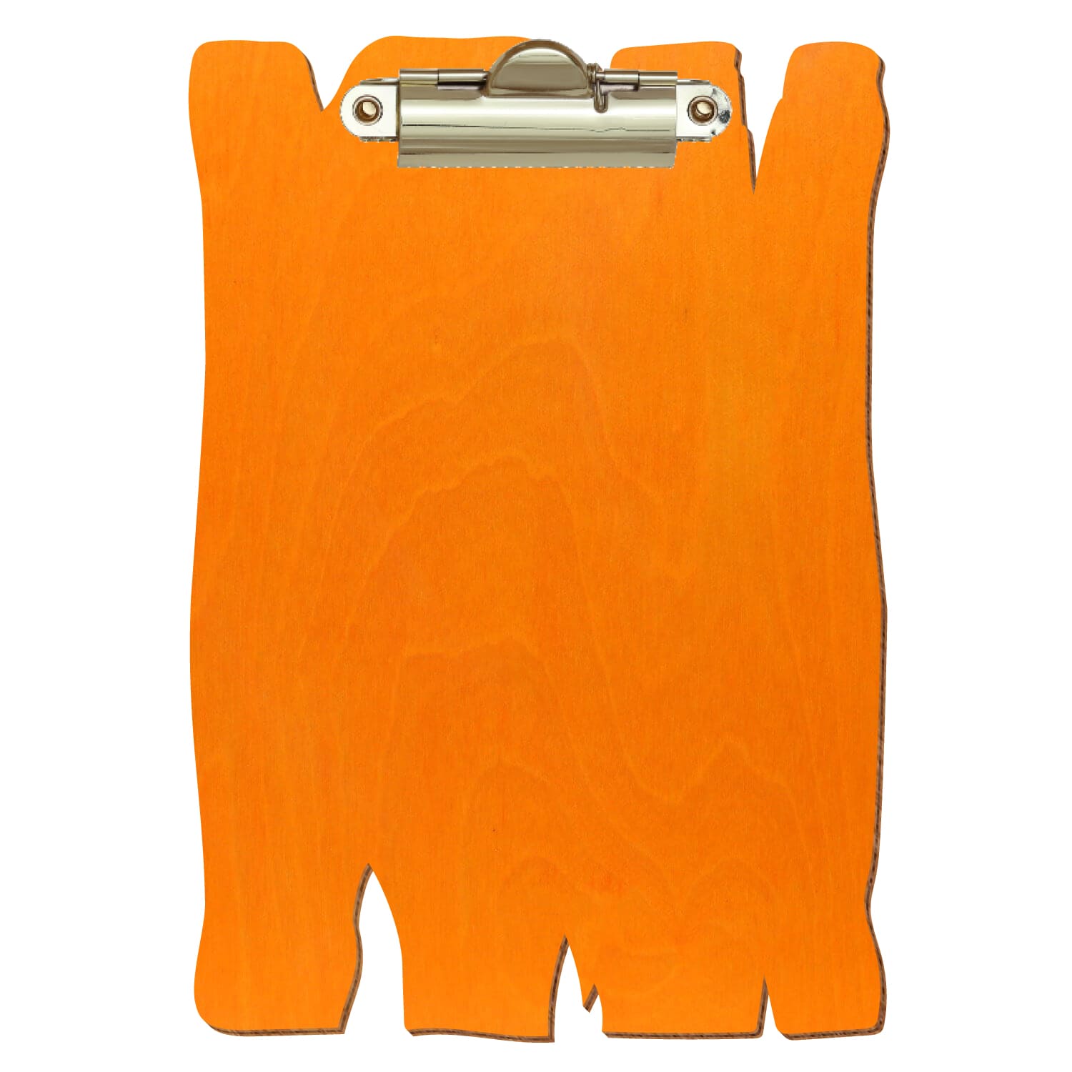 Klemmbrett Holzbrettform Orange A6 hochkant Zahnklemme gold