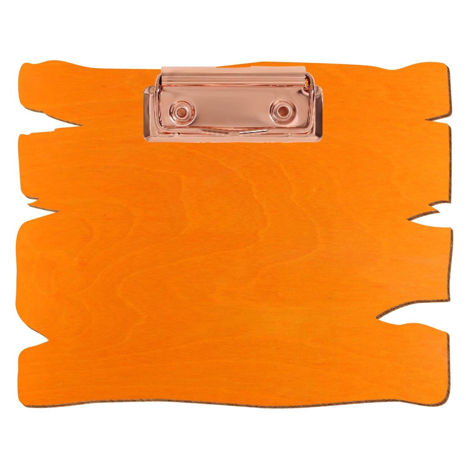Klemmbrett Holzbrettform Orange A6 querkant Bügelklemme roségold