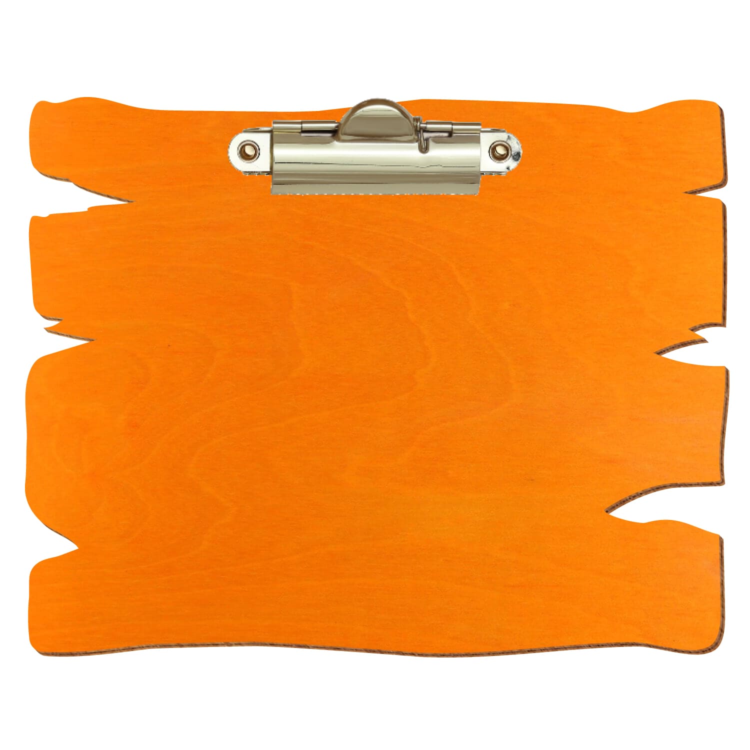 Klemmbrett Holzbrettform Orange A6 querkant Zahnklemme gold