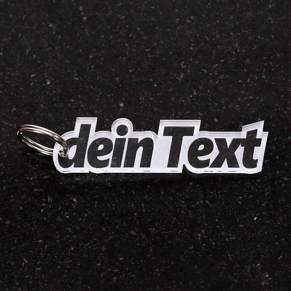 Acrylglas Text-Anhänger Schlüsselanhänger - Konturgravur 1